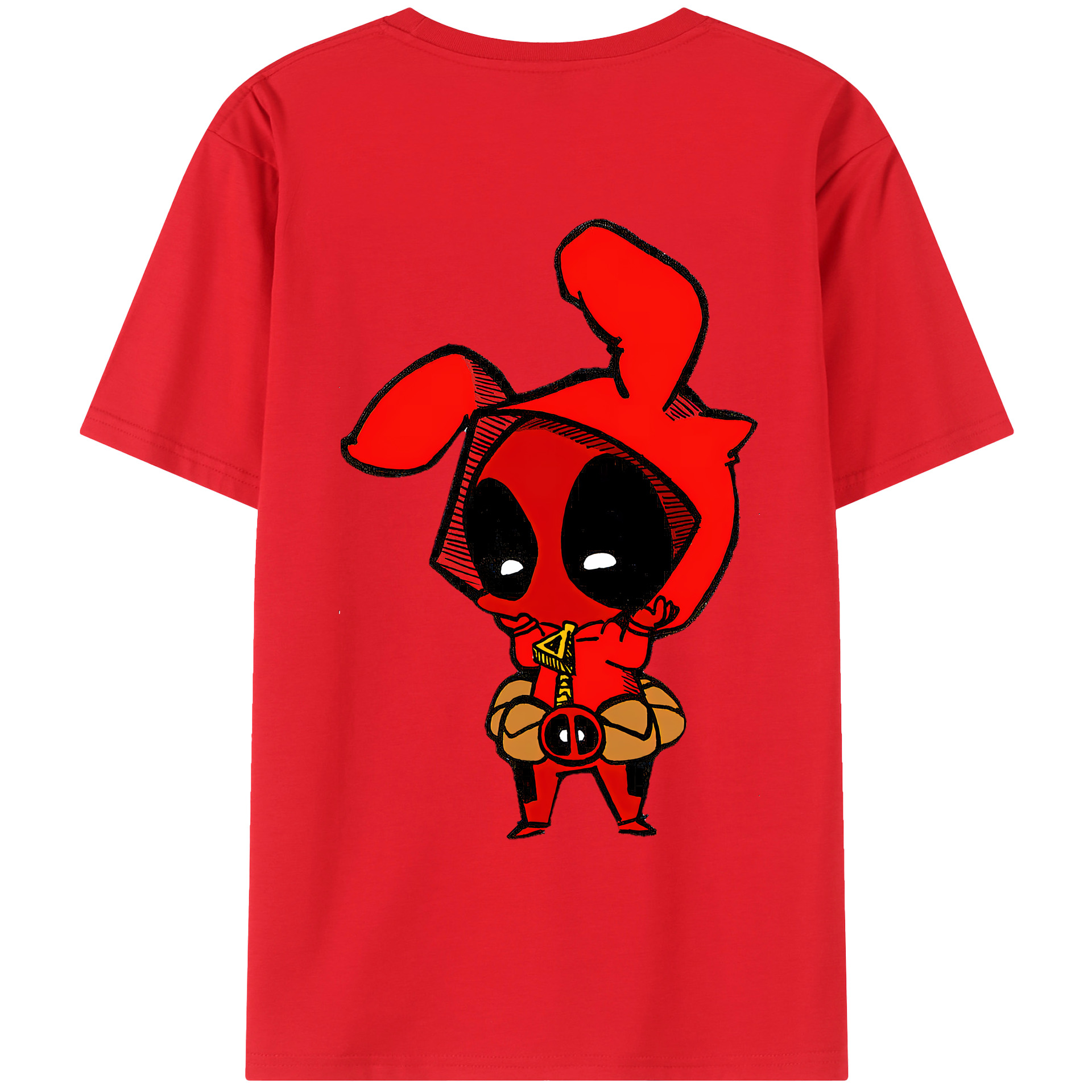（画像用） Deadpool デッドプール 綿100％ メンズ半袖Tシャツ（バックプリント） 通気性