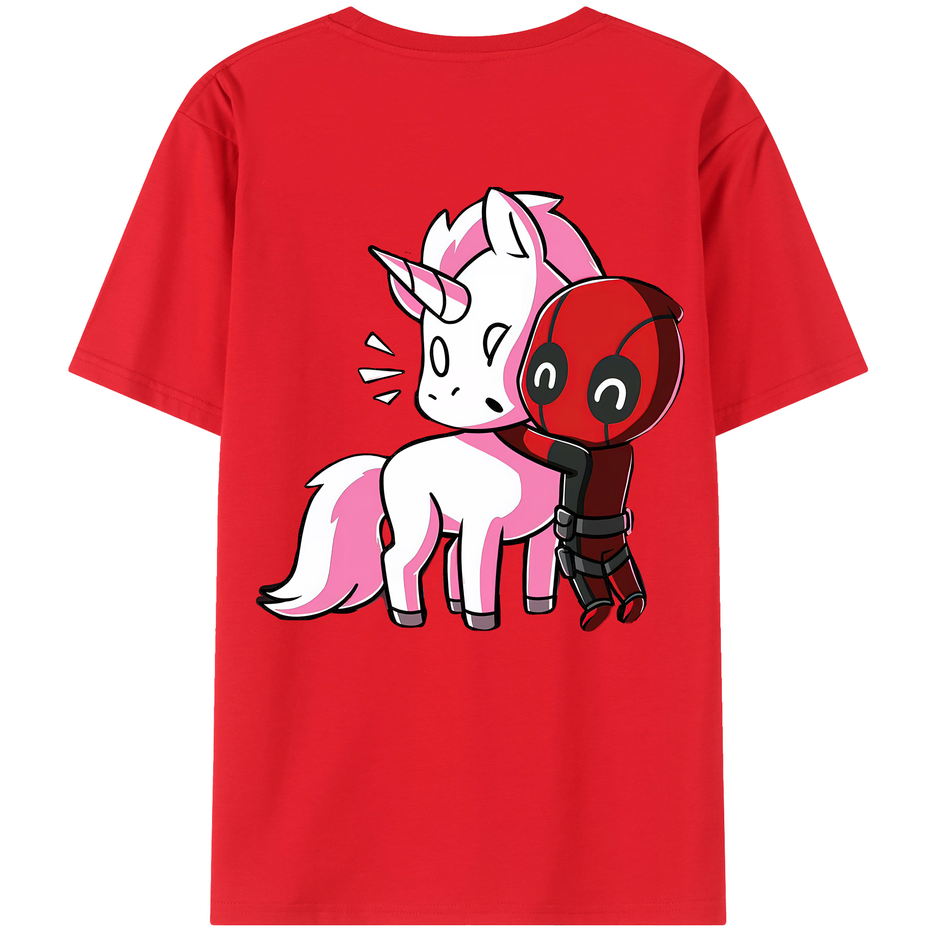 （画像用） Deadpool デッドプール 綿100％ メンズ半袖Tシャツ（バックプリント） 通気性