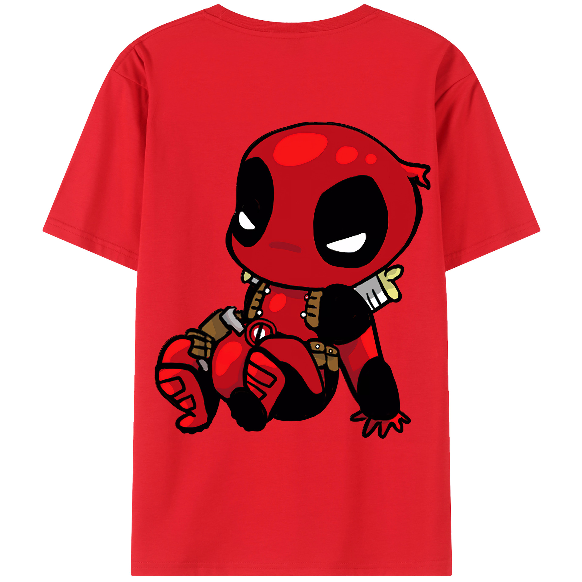 （画像用） Deadpool デッドプール 綿100％ メンズ半袖Tシャツ（バックプリント） 通気性