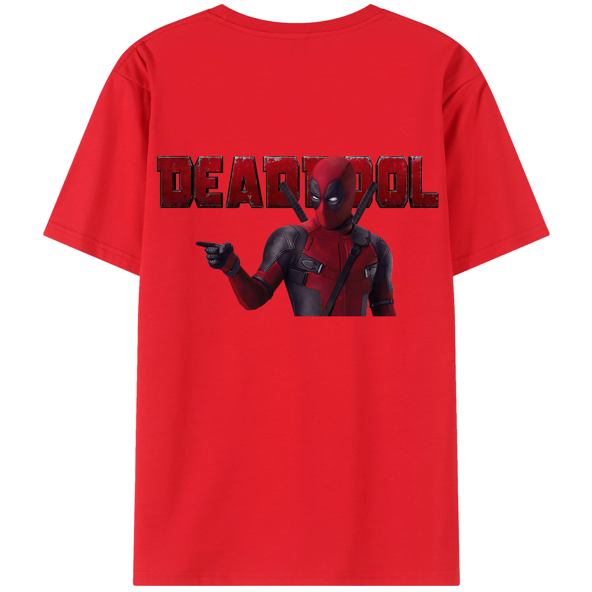 （画像用） Deadpool デッドプール 綿100％ メンズ半袖Tシャツ（バックプリント） 通気性