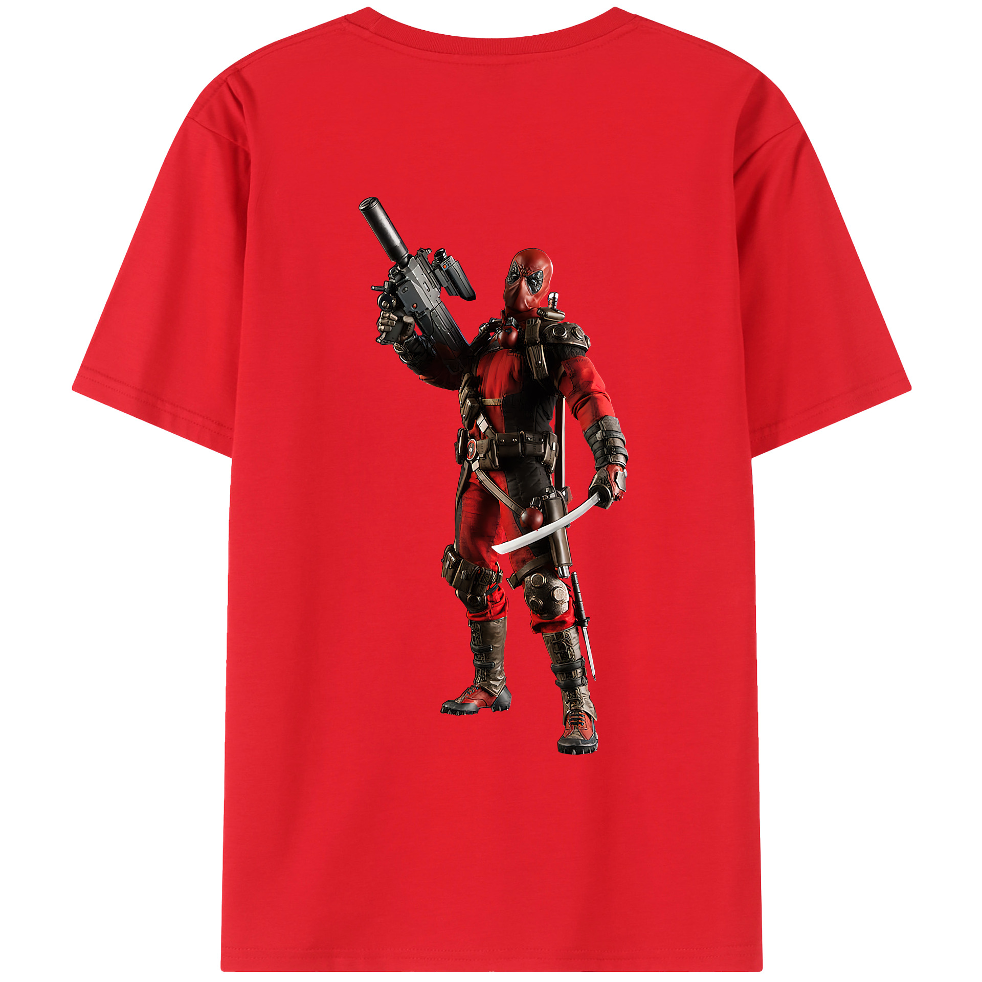 （画像用） Deadpool デッドプール 綿100％ メンズ半袖Tシャツ（バックプリント） 通気性
