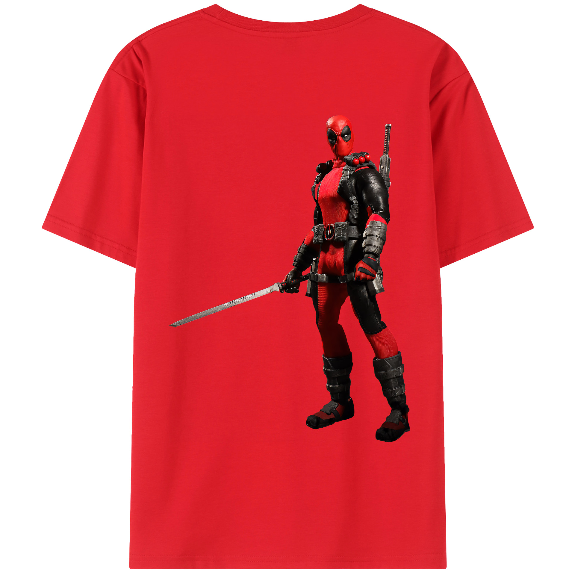 （画像用） Deadpool デッドプール 綿100％ メンズ半袖Tシャツ（バックプリント） 通気性