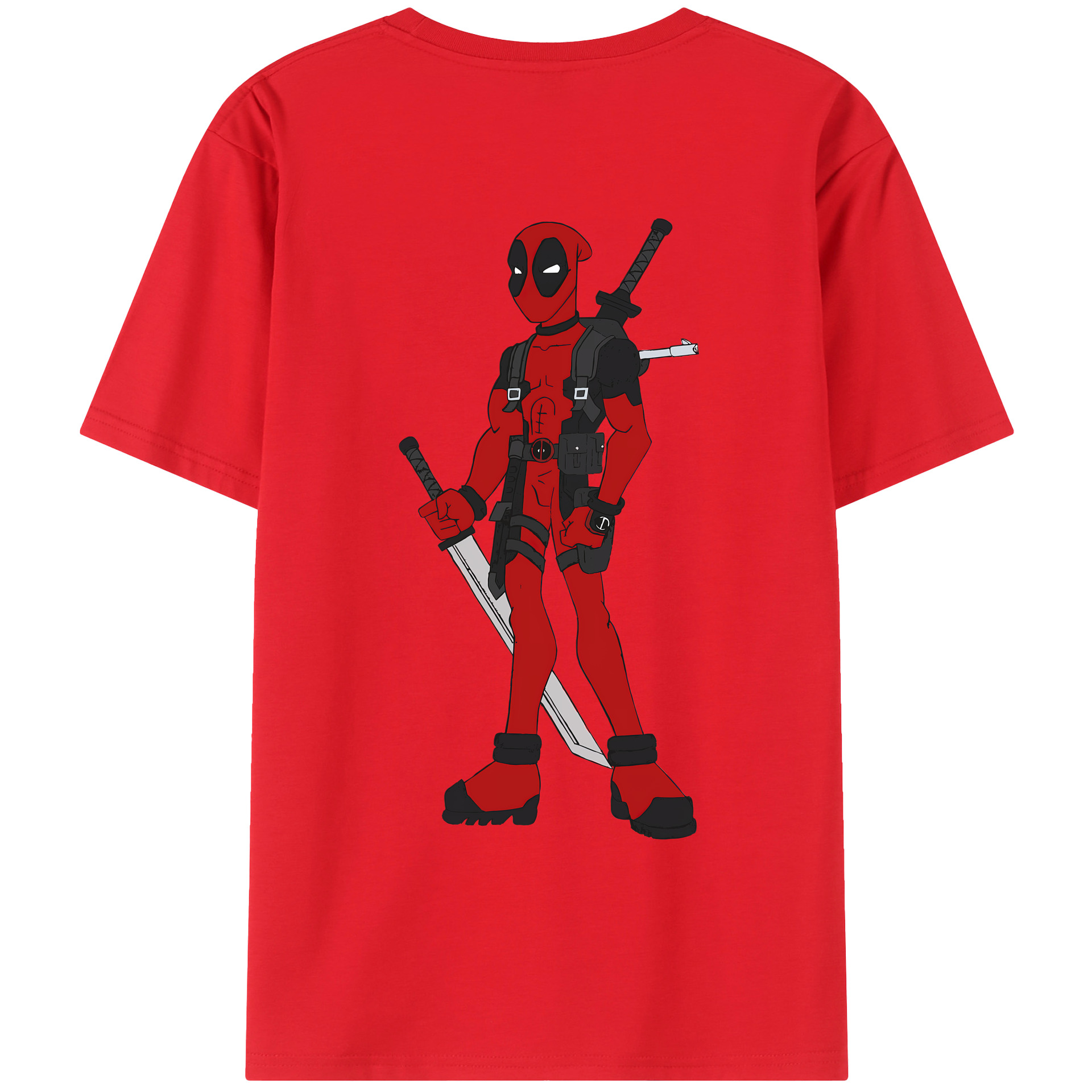 （画像用） Deadpool デッドプール 綿100％ メンズ半袖Tシャツ（バックプリント） 通気性