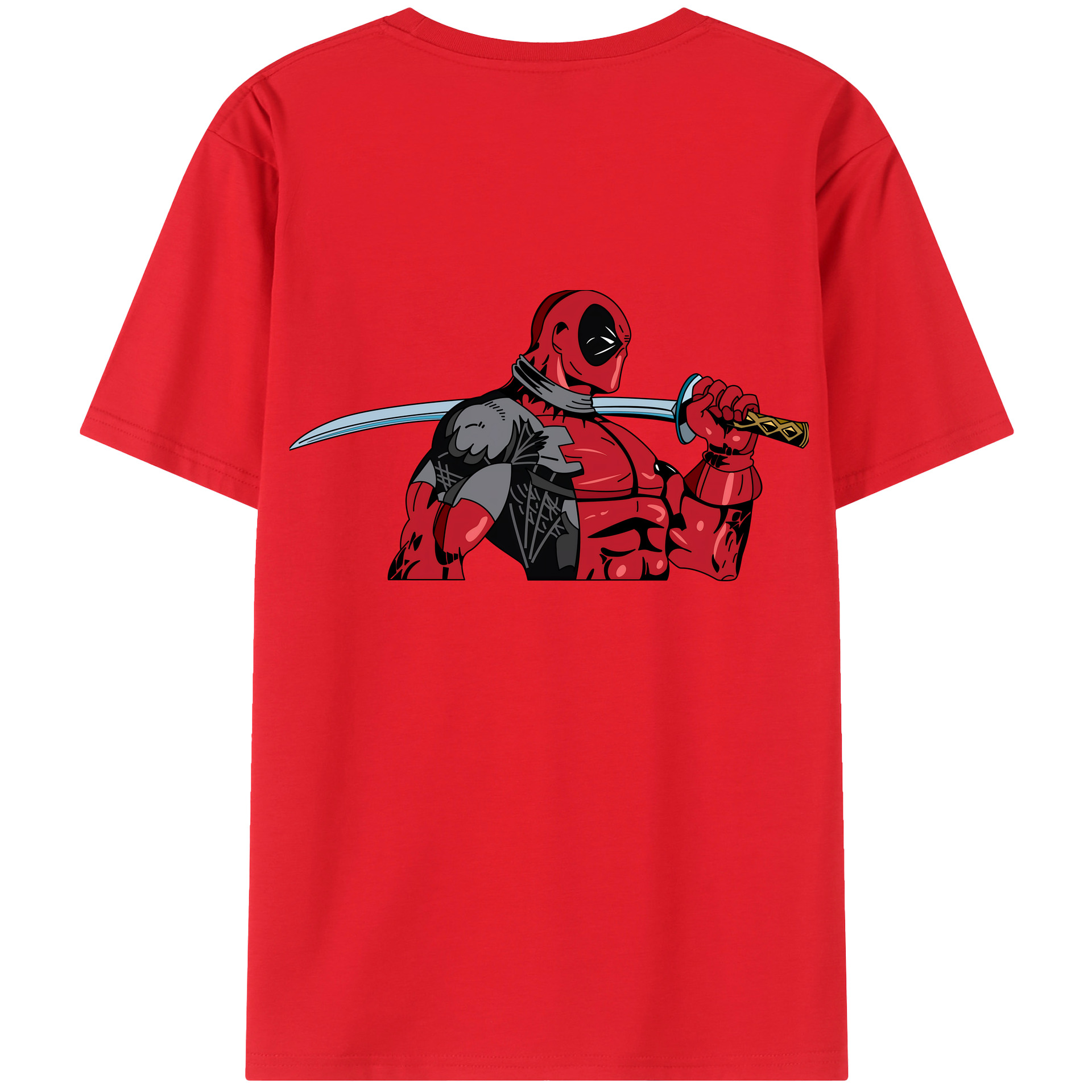 （画像用） Deadpool デッドプール 綿100％ メンズ半袖Tシャツ（バックプリント） 通気性