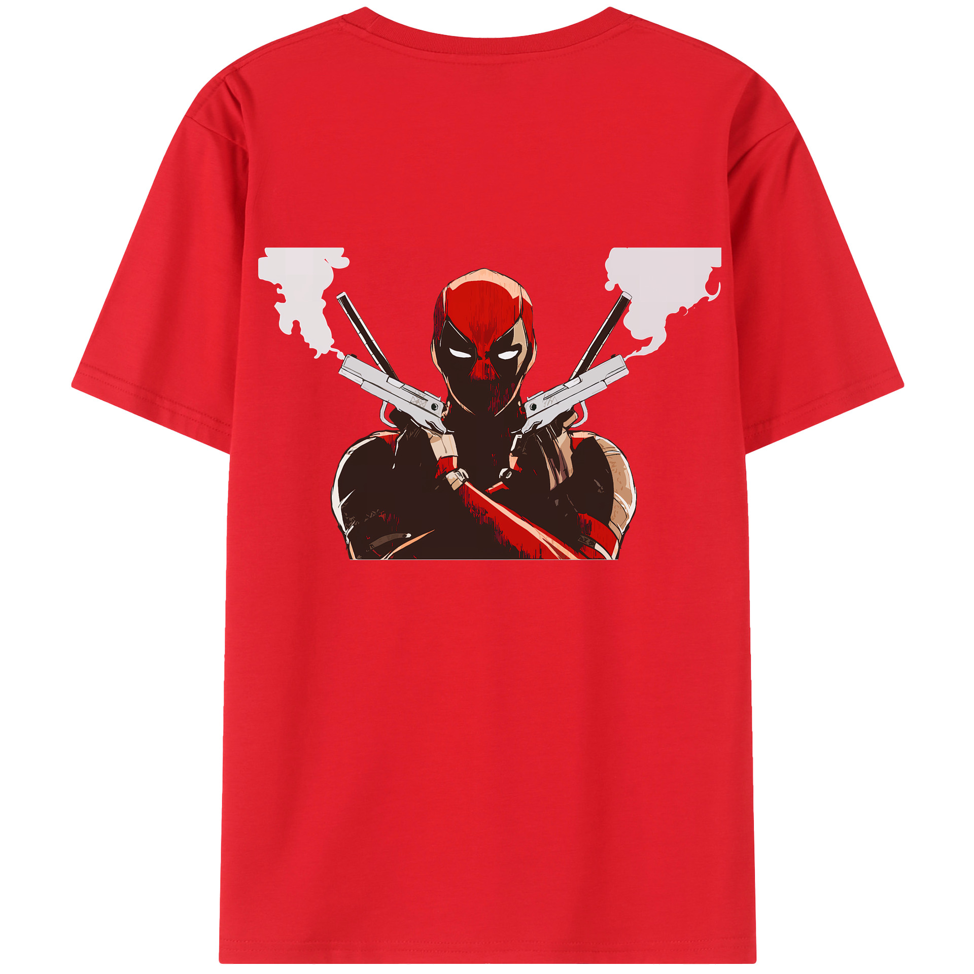 （画像用） Deadpool デッドプール 綿100％ メンズ半袖Tシャツ（バックプリント） 通気性