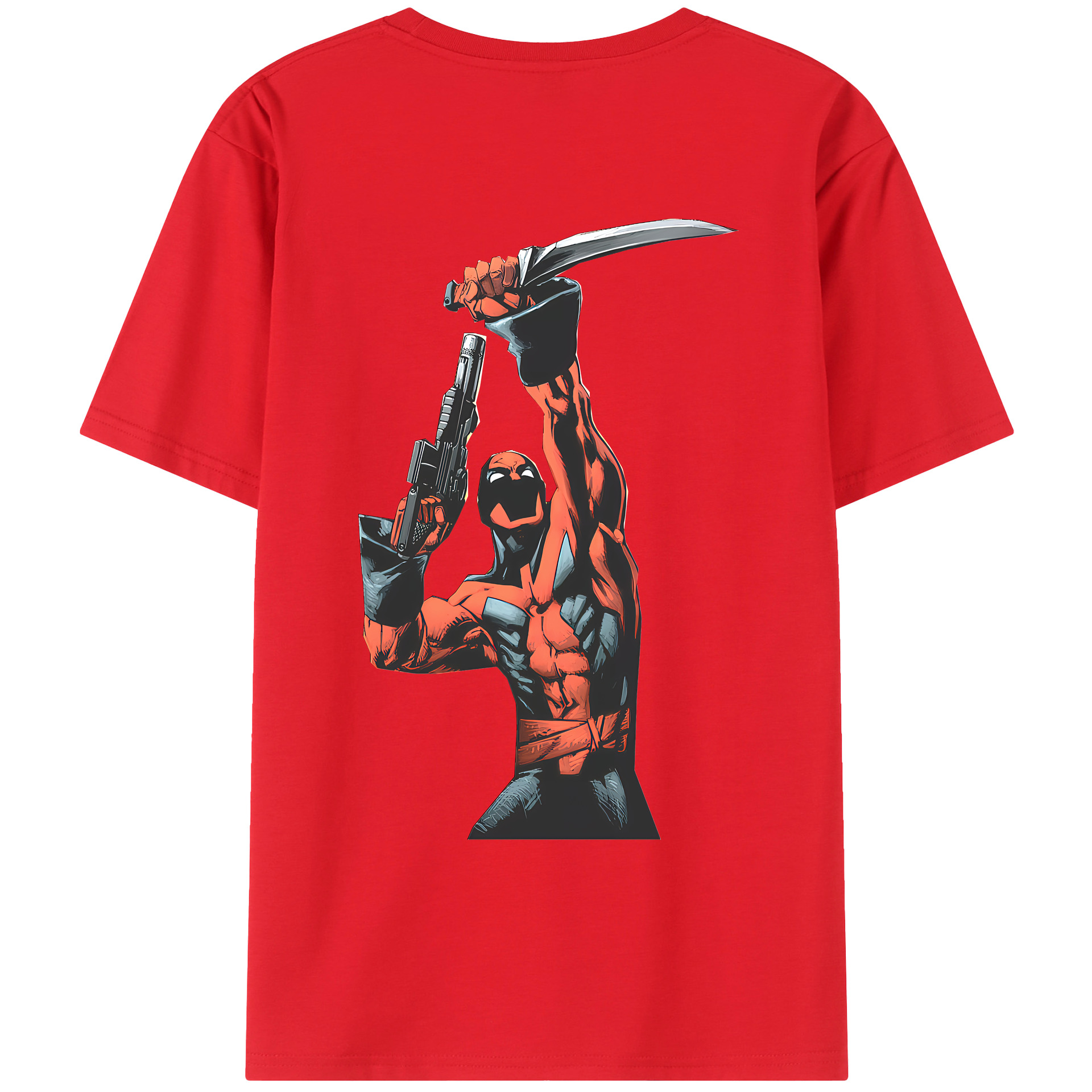 （画像用） Deadpool デッドプール 綿100％ メンズ半袖Tシャツ（バックプリント） 通気性