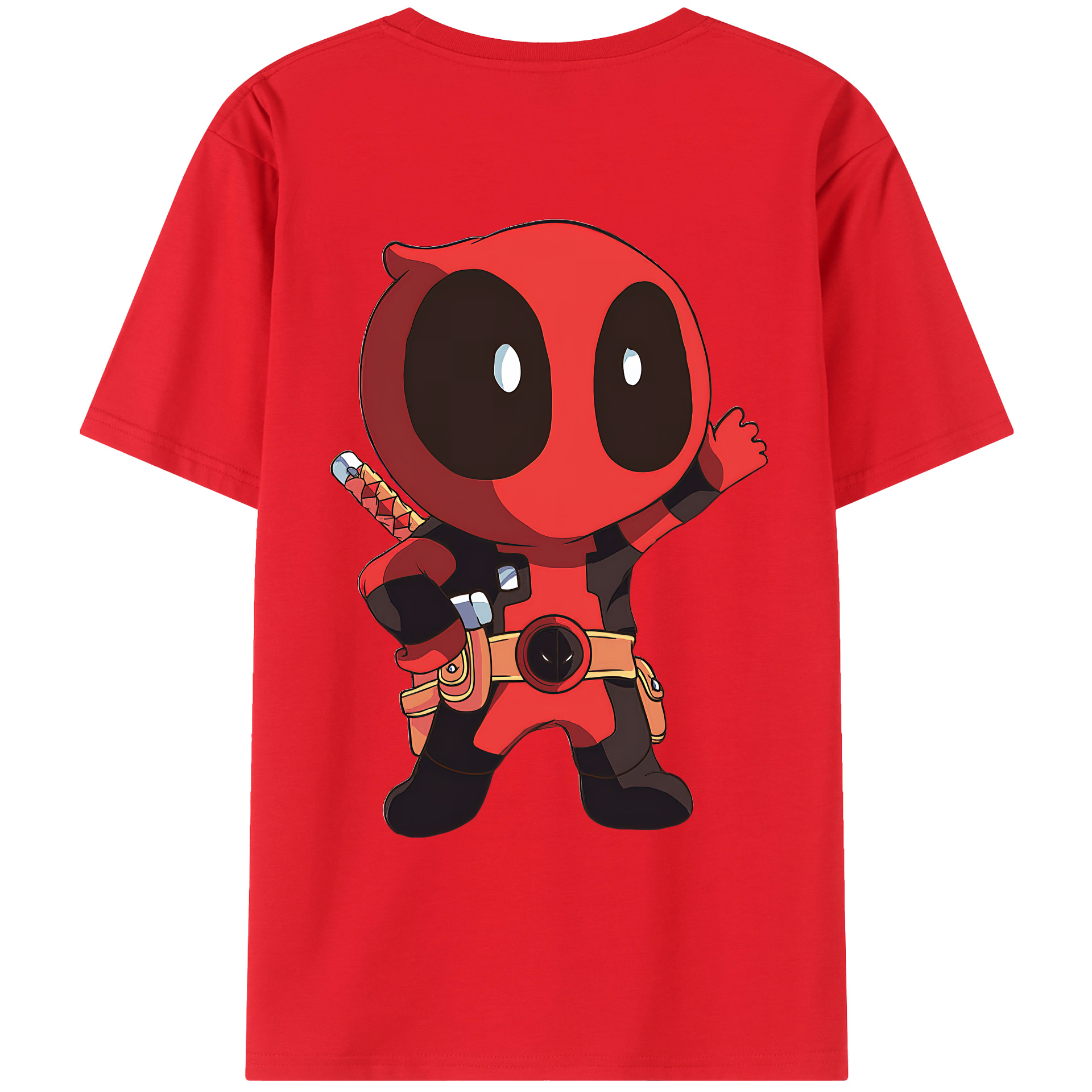 （画像用） Deadpool デッドプール 綿100％ メンズ半袖Tシャツ（バックプリント） 通気性