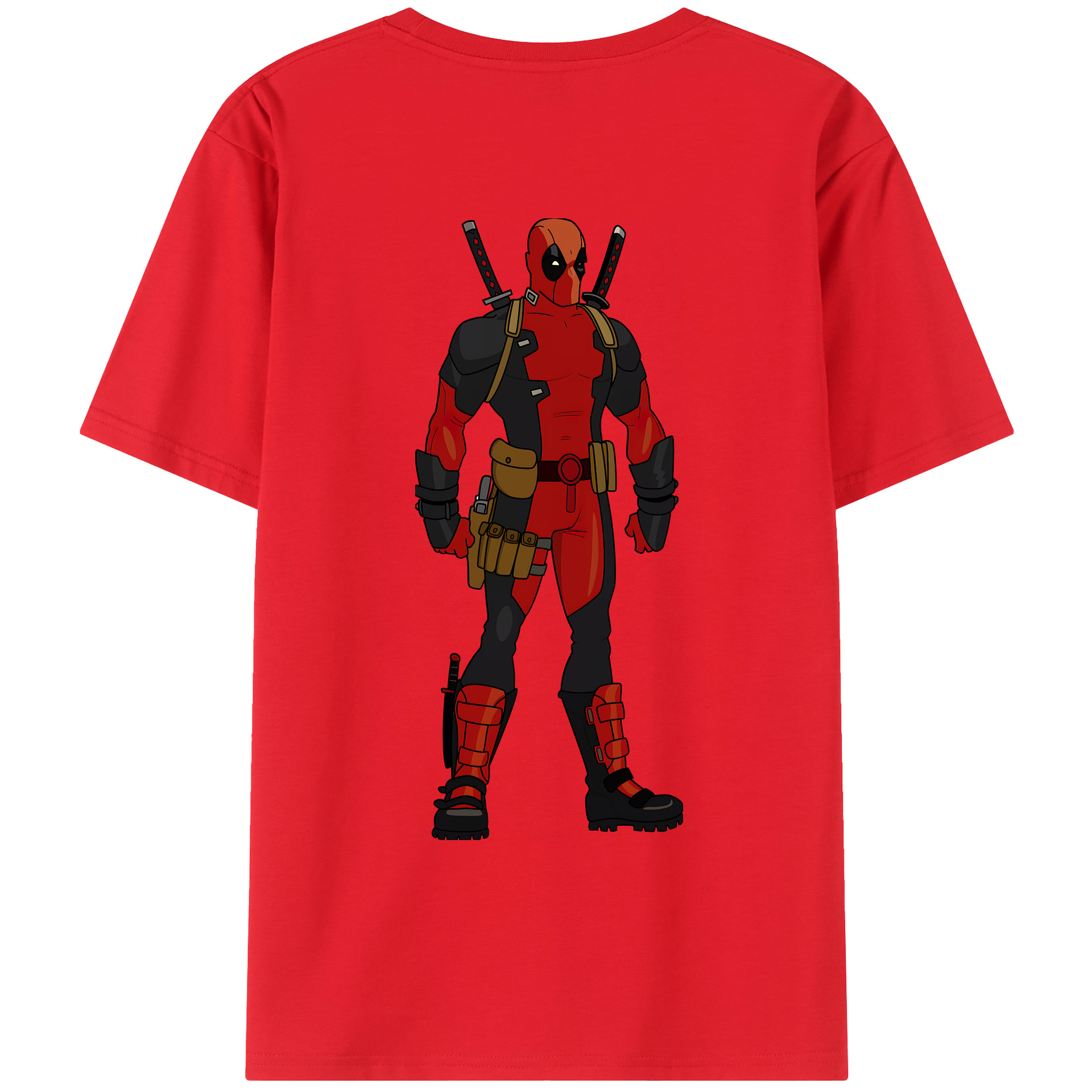 （画像用） Deadpool デッドプール 綿100％ メンズ半袖Tシャツ（バックプリント） 通気性