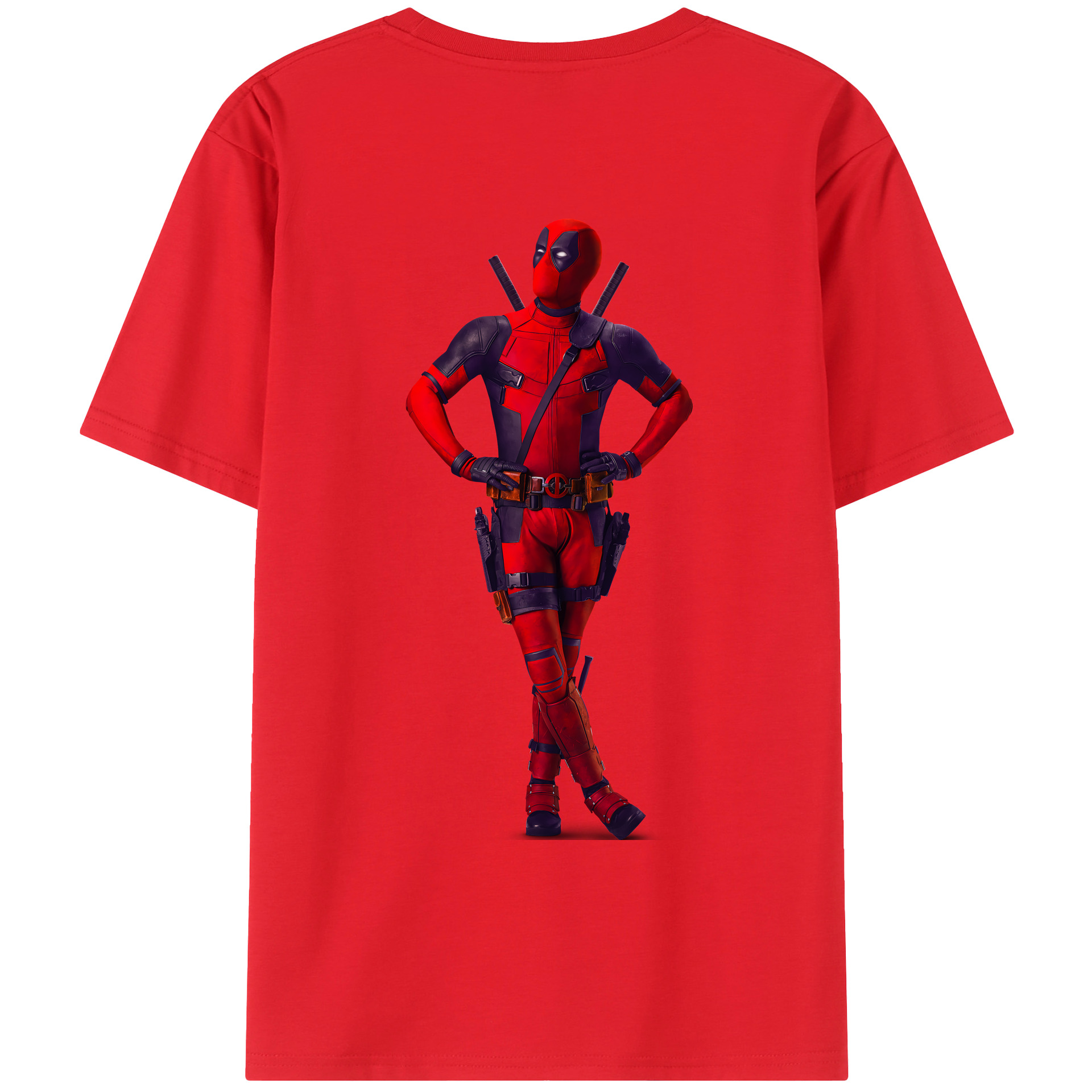 （画像用） Deadpool デッドプール 綿100％ メンズ半袖Tシャツ（バックプリント） 通気性