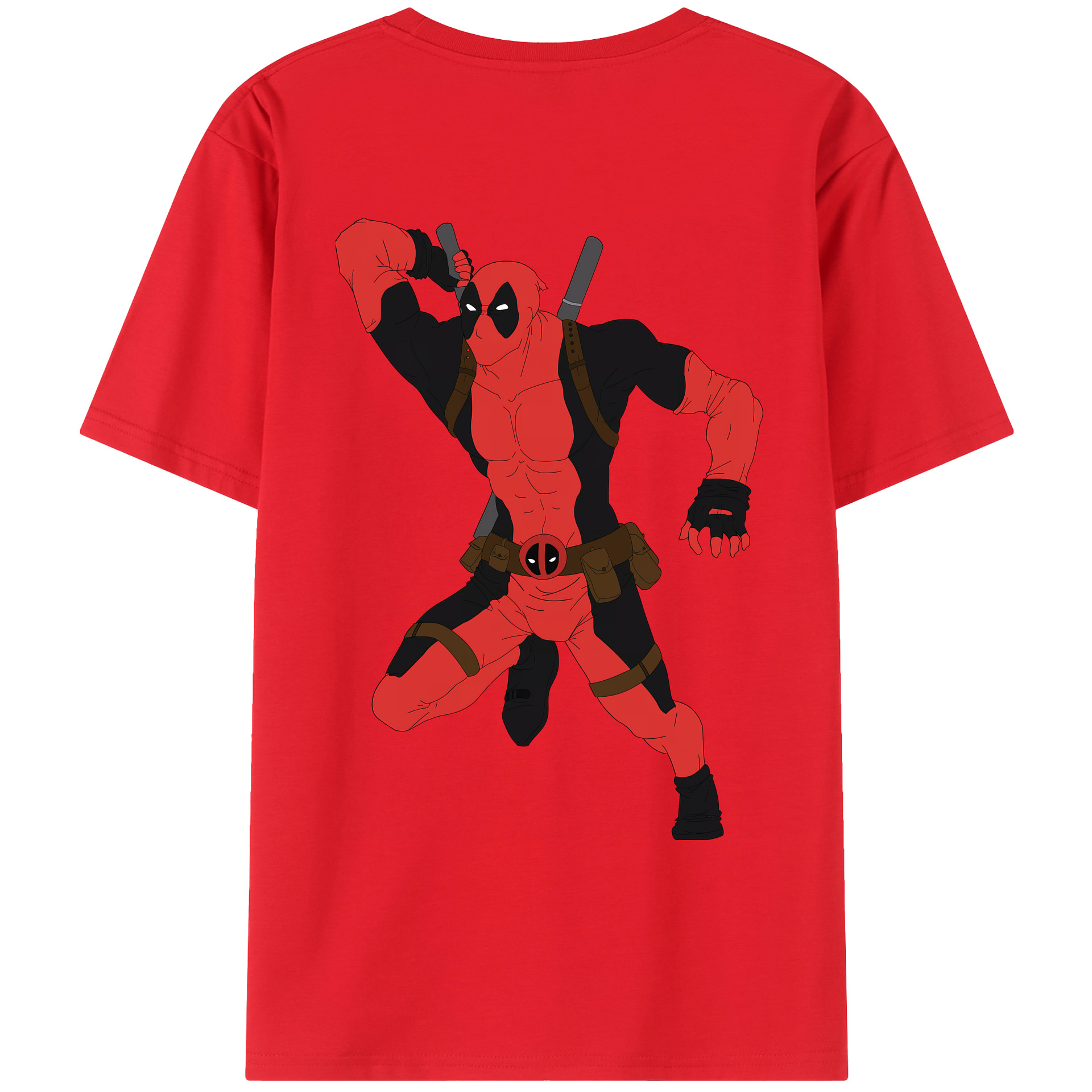 （画像用） Deadpool デッドプール 綿100％ メンズ半袖Tシャツ（バックプリント） 通気性