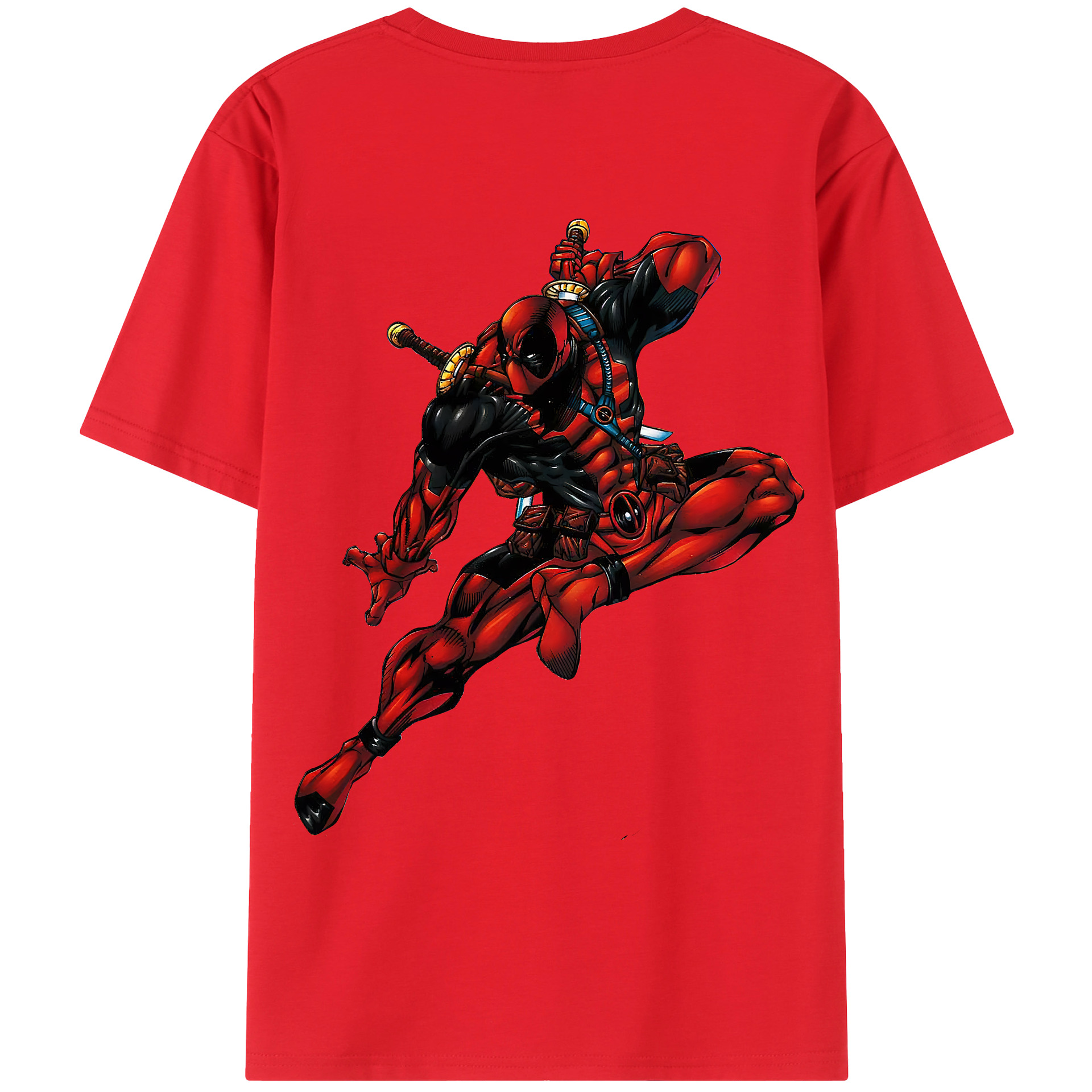 （画像用） Deadpool デッドプール 綿100％ メンズ半袖Tシャツ（バックプリント） 通気性