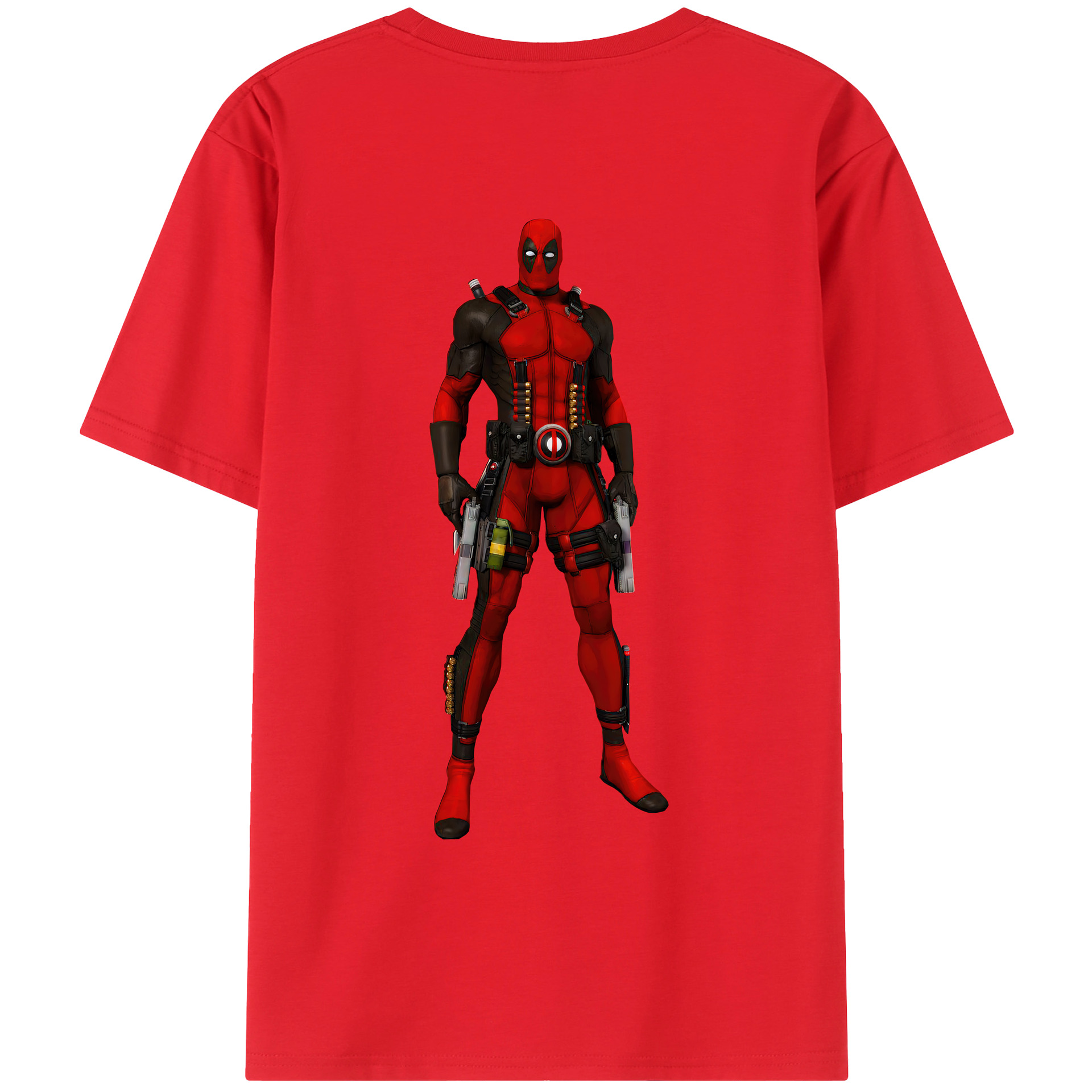 （画像用） Deadpool デッドプール 綿100％ メンズ半袖Tシャツ（バックプリント） 通気性
