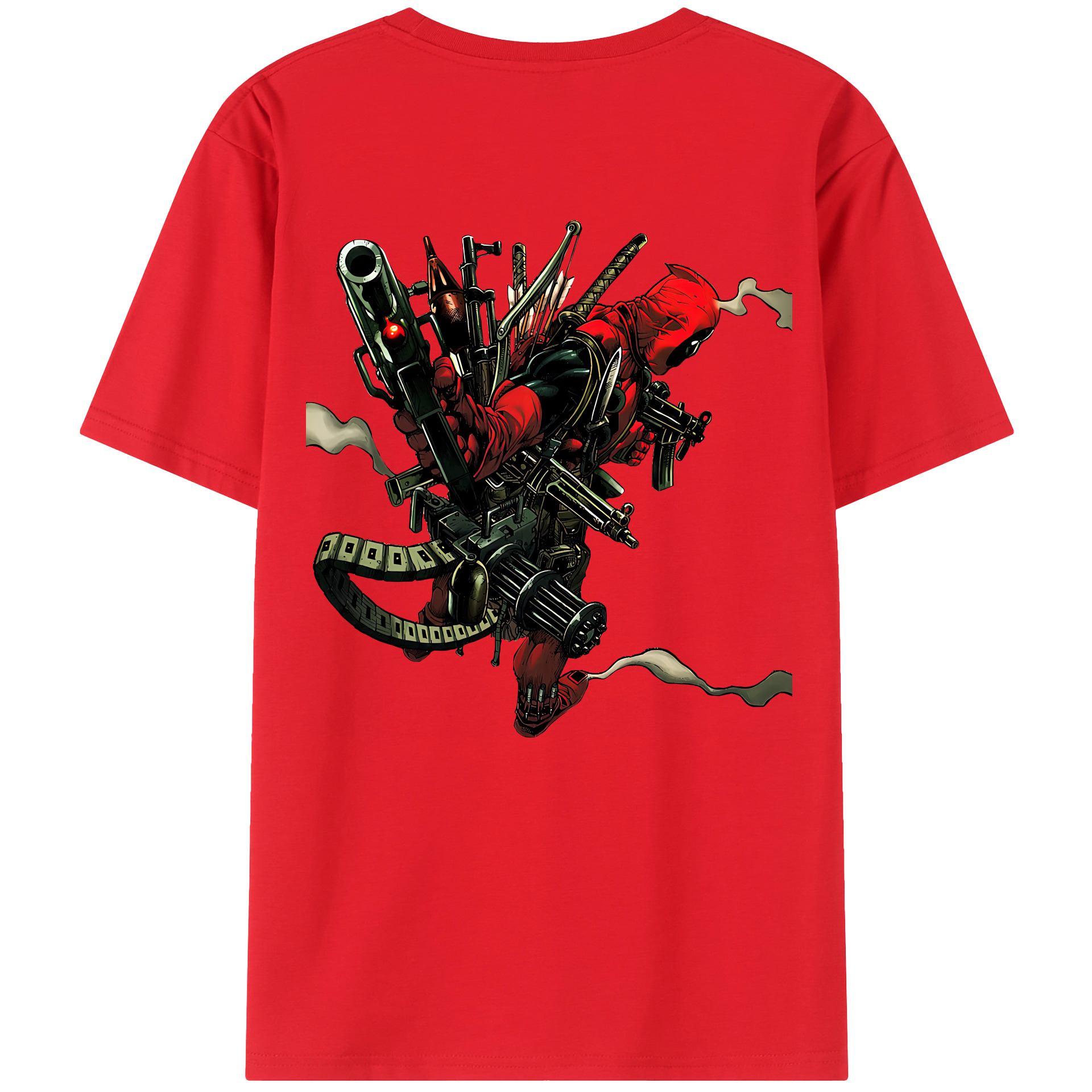 （画像用） Deadpool デッドプール 綿100％ メンズ半袖Tシャツ（バックプリント） 通気性