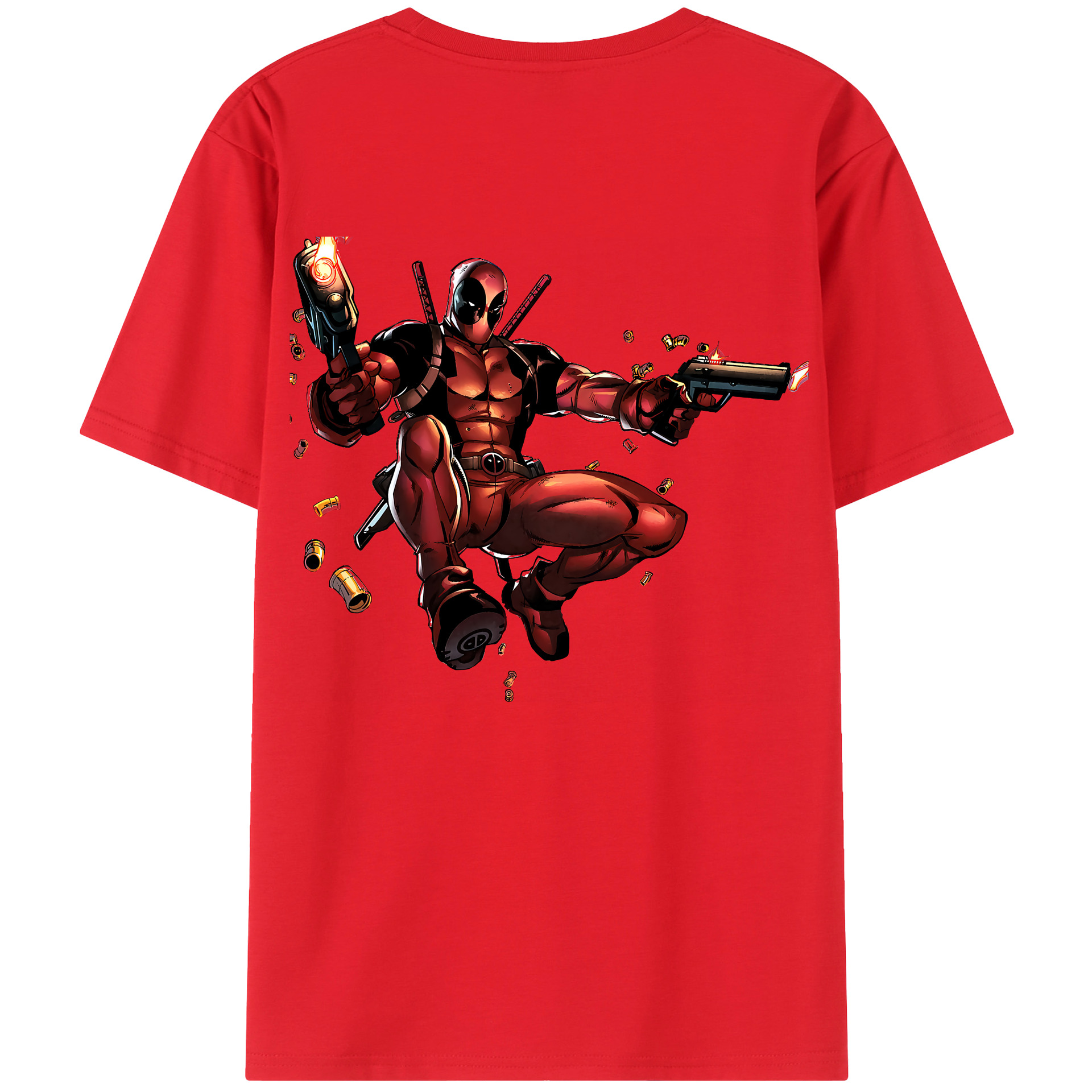 （画像用） Deadpool デッドプール 綿100％ メンズ半袖Tシャツ（バックプリント） 通気性
