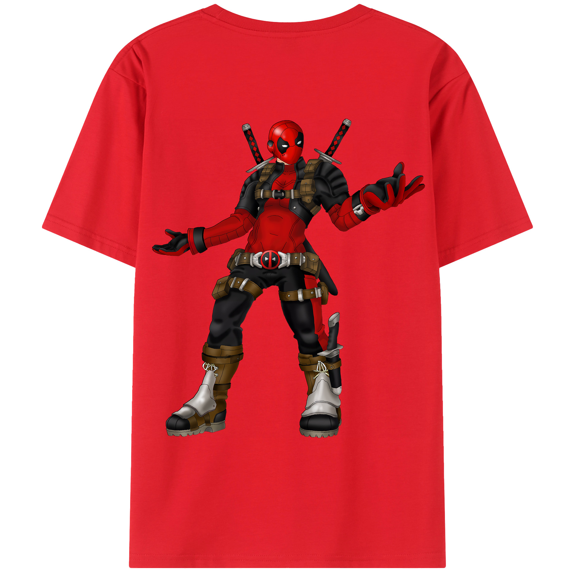 （画像用） Deadpool デッドプール 綿100％ メンズ半袖Tシャツ（バックプリント） 通気性