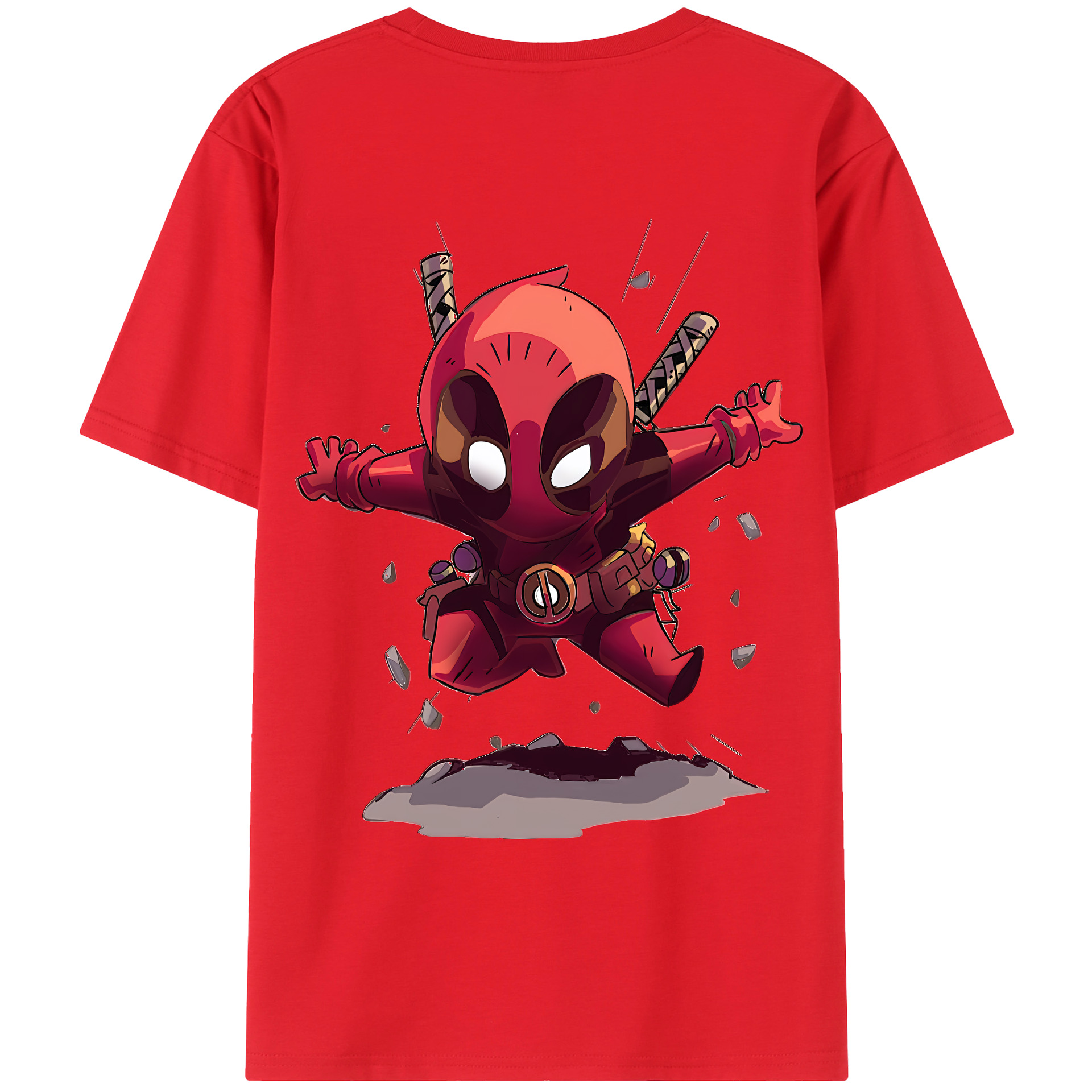 （画像用） Deadpool デッドプール 綿100％ メンズ半袖Tシャツ（バックプリント） 通気性