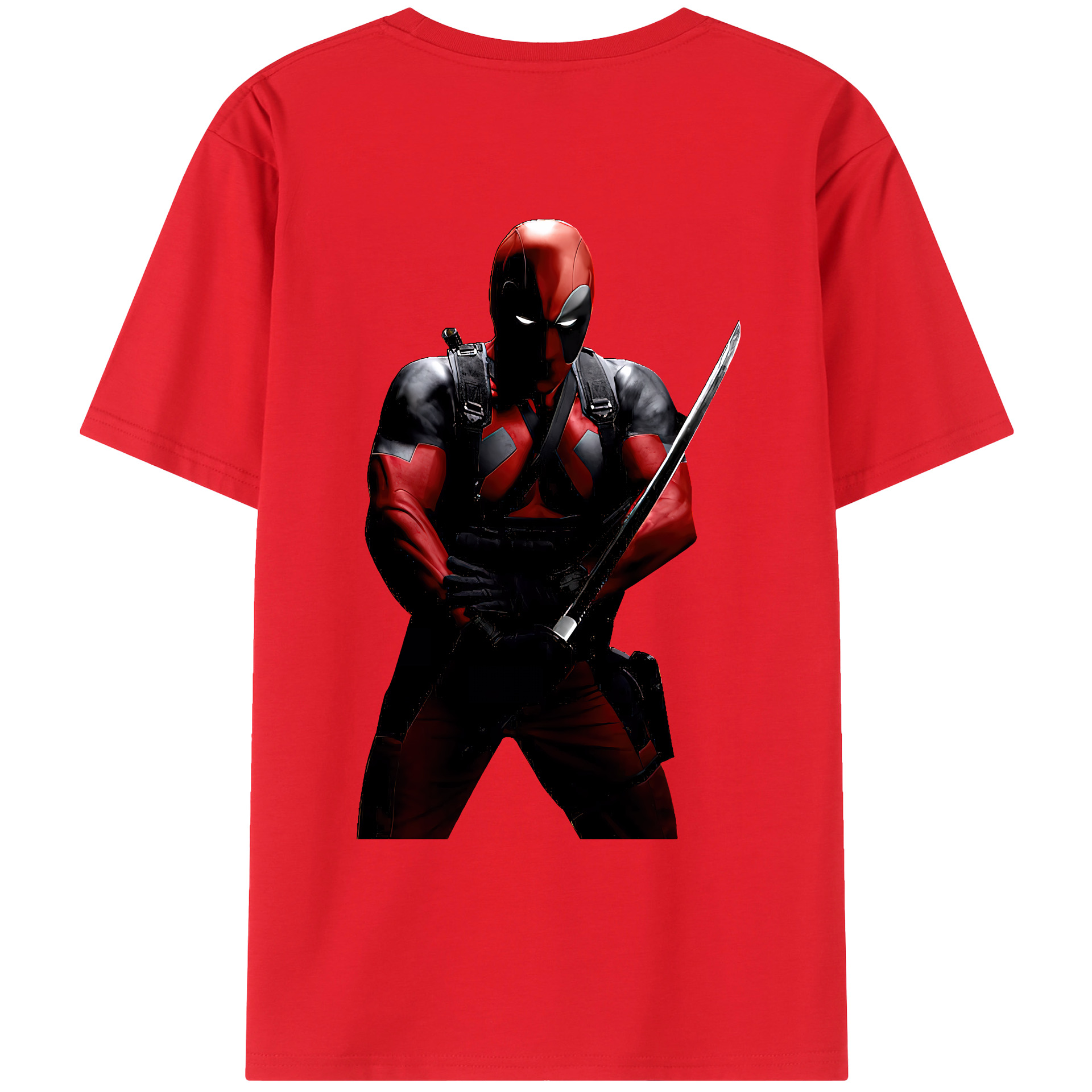 （画像用） Deadpool デッドプール 綿100％ メンズ半袖Tシャツ（バックプリント） 通気性