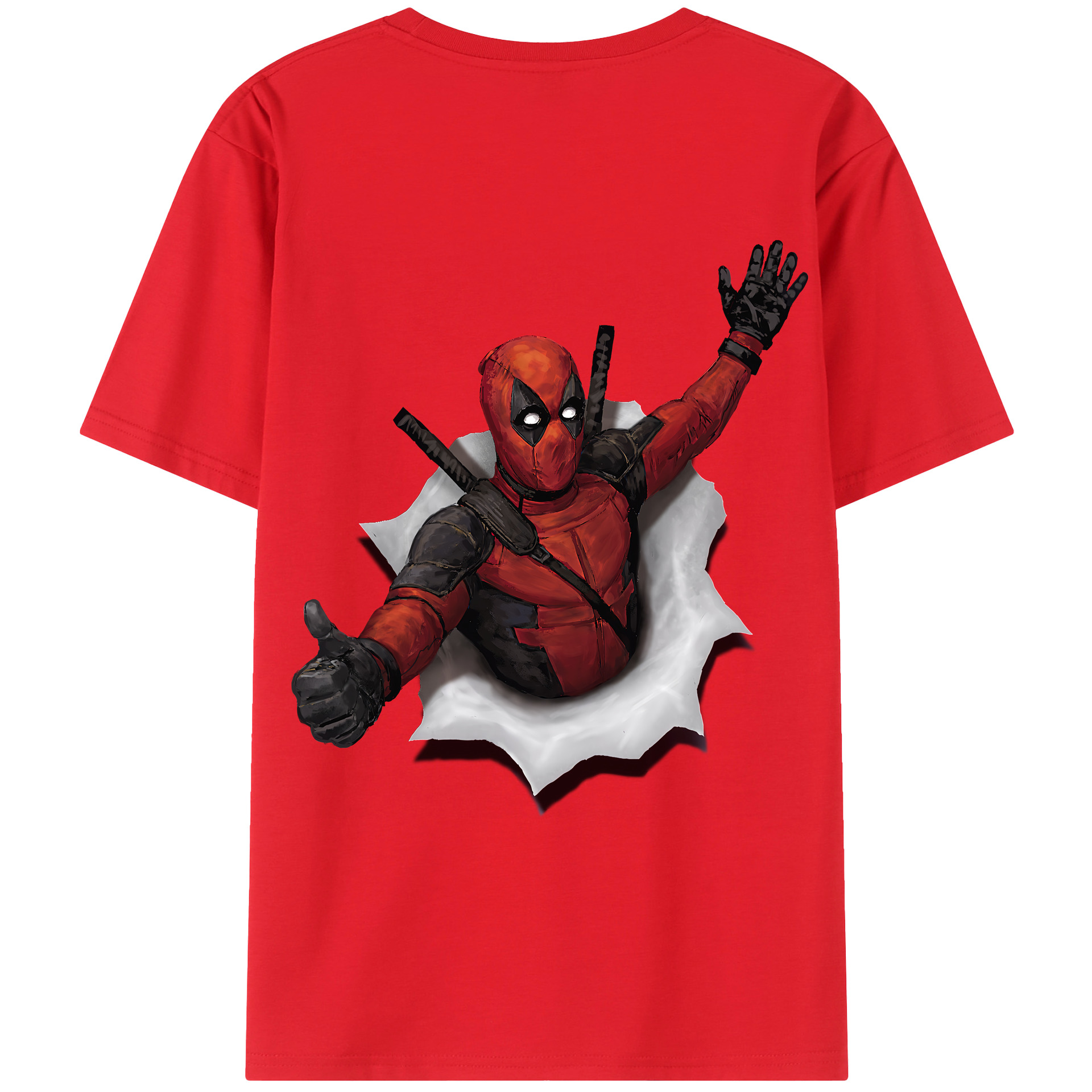 （画像用） Deadpool デッドプール 綿100％ メンズ半袖Tシャツ（バックプリント） 通気性