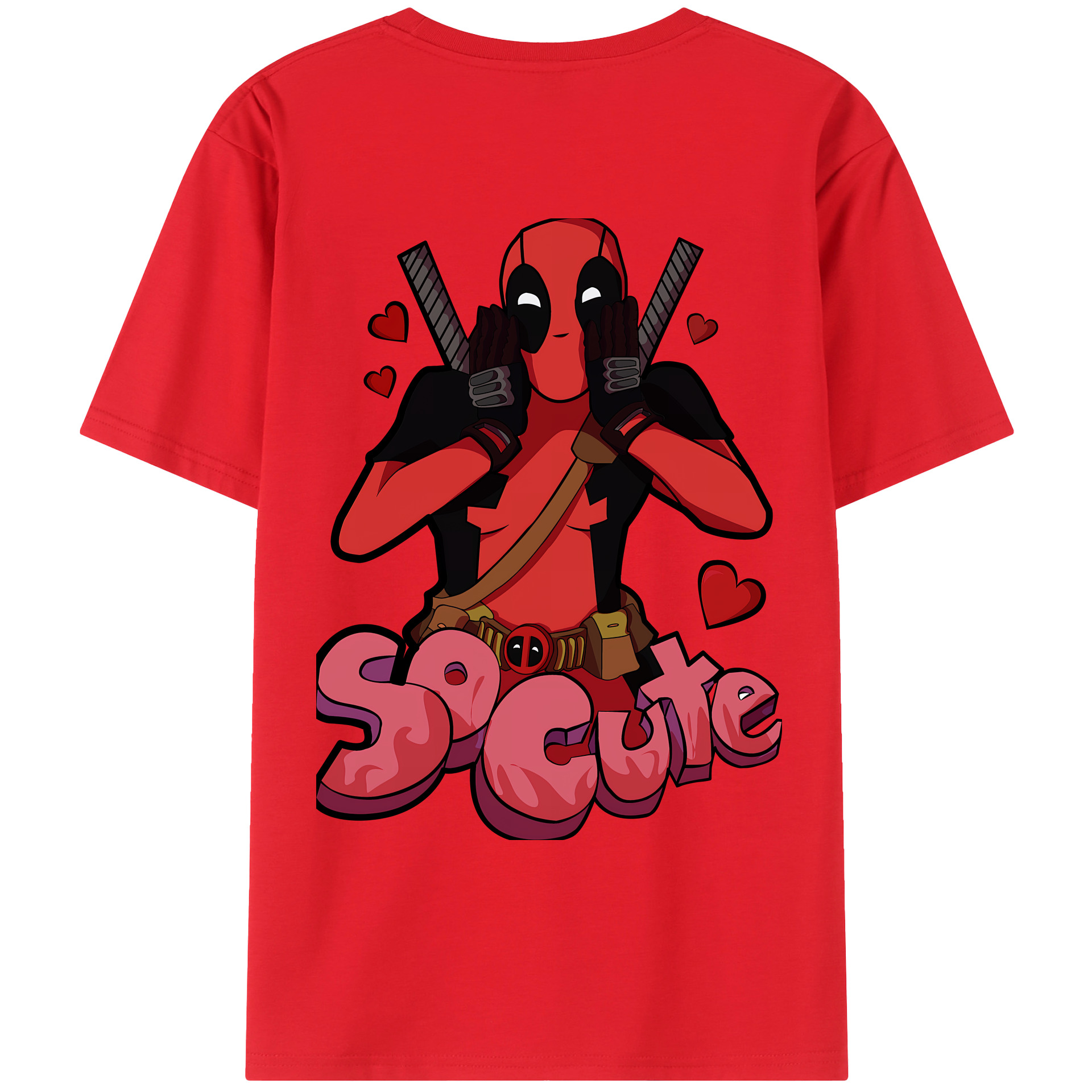 （画像用） Deadpool デッドプール 綿100％ メンズ半袖Tシャツ（バックプリント） 通気性