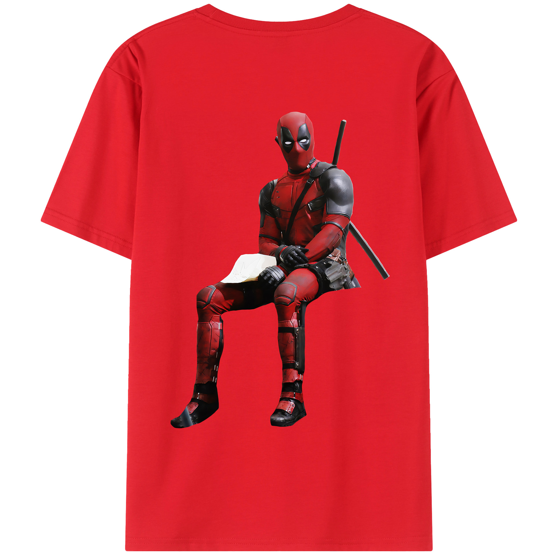 （画像用） Deadpool デッドプール 綿100％ メンズ半袖Tシャツ（バックプリント） 通気性
