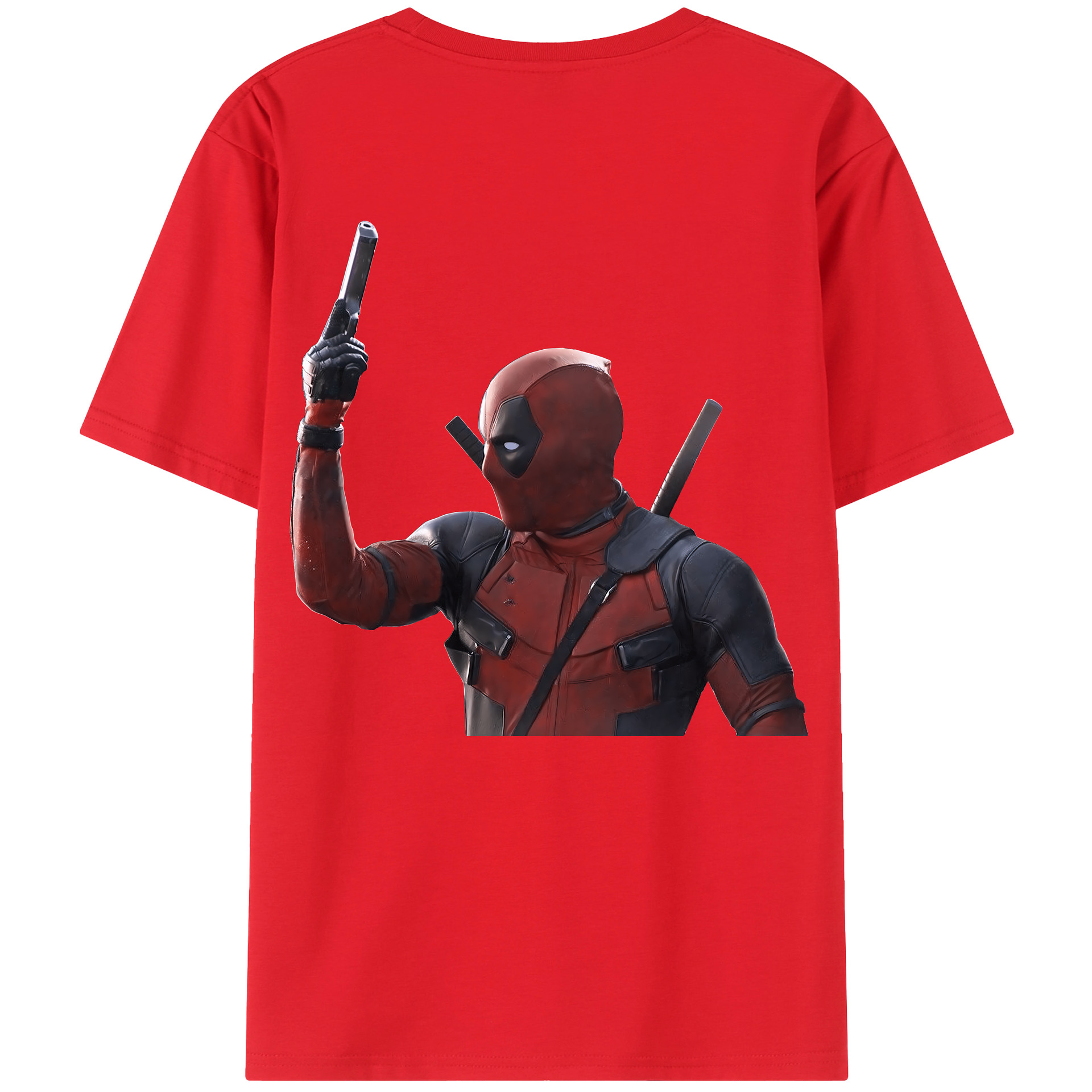 （画像用） Deadpool デッドプール 綿100％ メンズ半袖Tシャツ（バックプリント） 通気性