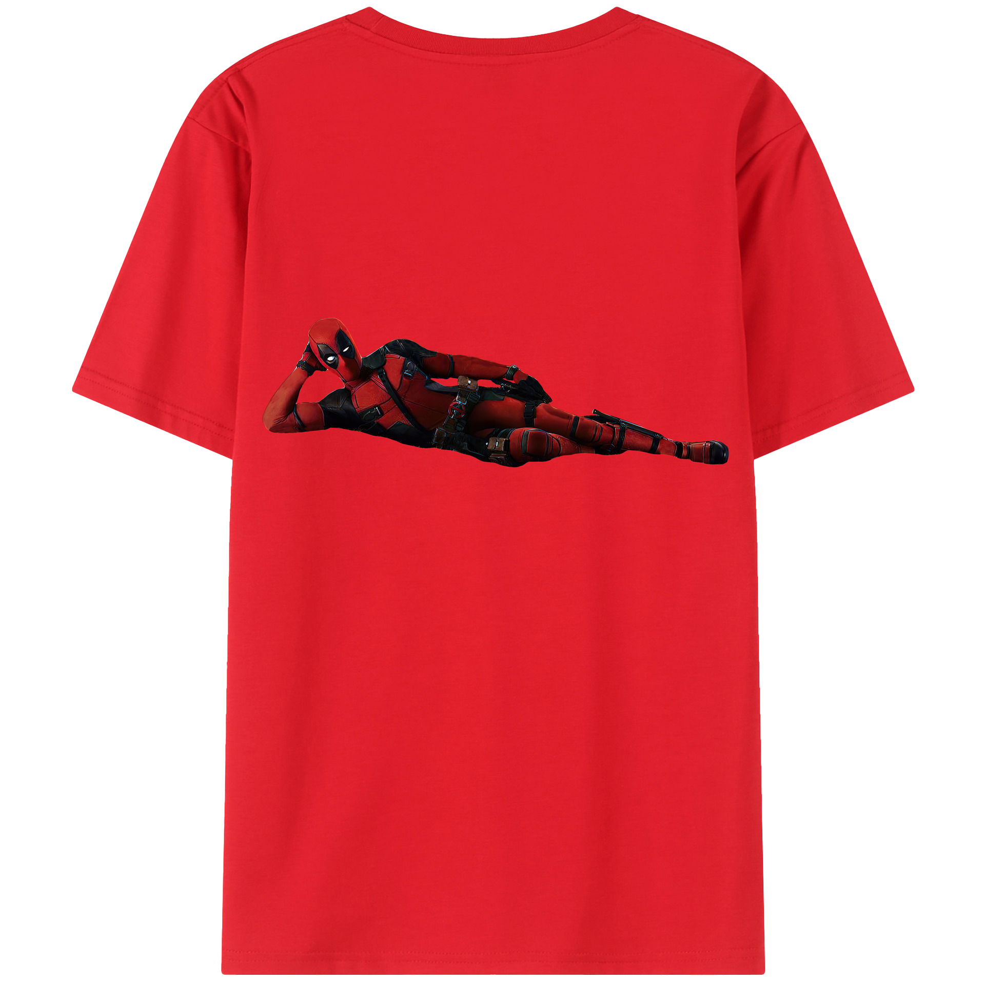 （画像用） Deadpool デッドプール 綿100％ メンズ半袖Tシャツ（バックプリント） 通気性