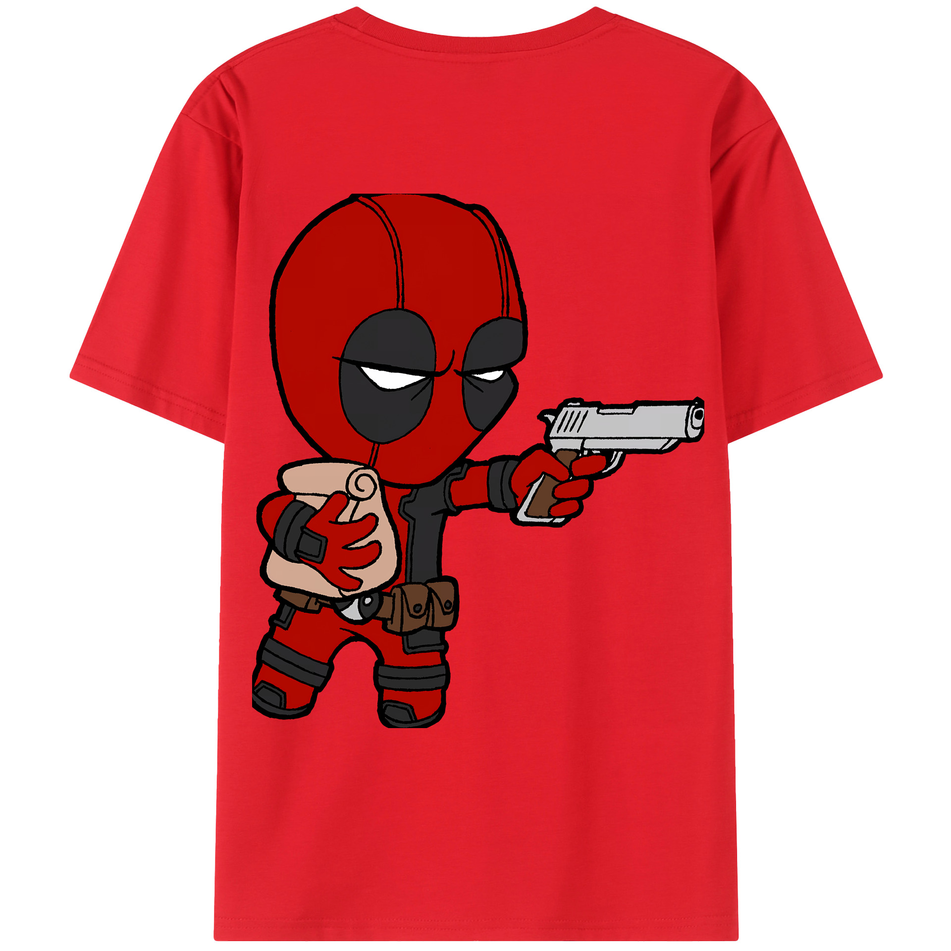 （画像用） Deadpool デッドプール 綿100％ メンズ半袖Tシャツ（バックプリント） 通気性