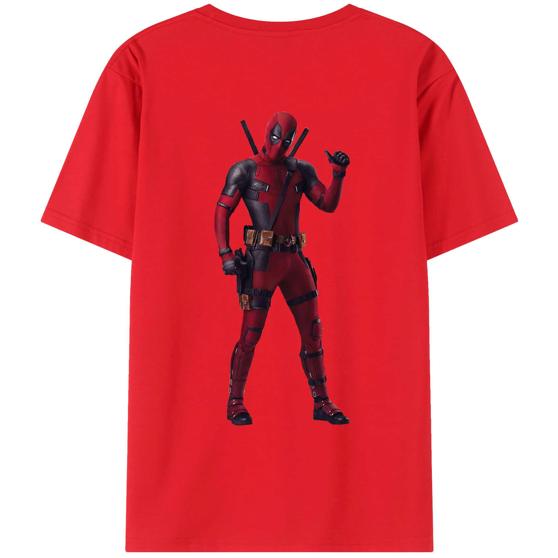 （画像用） Deadpool デッドプール 綿100％ メンズ半袖Tシャツ（バックプリント） 通気性