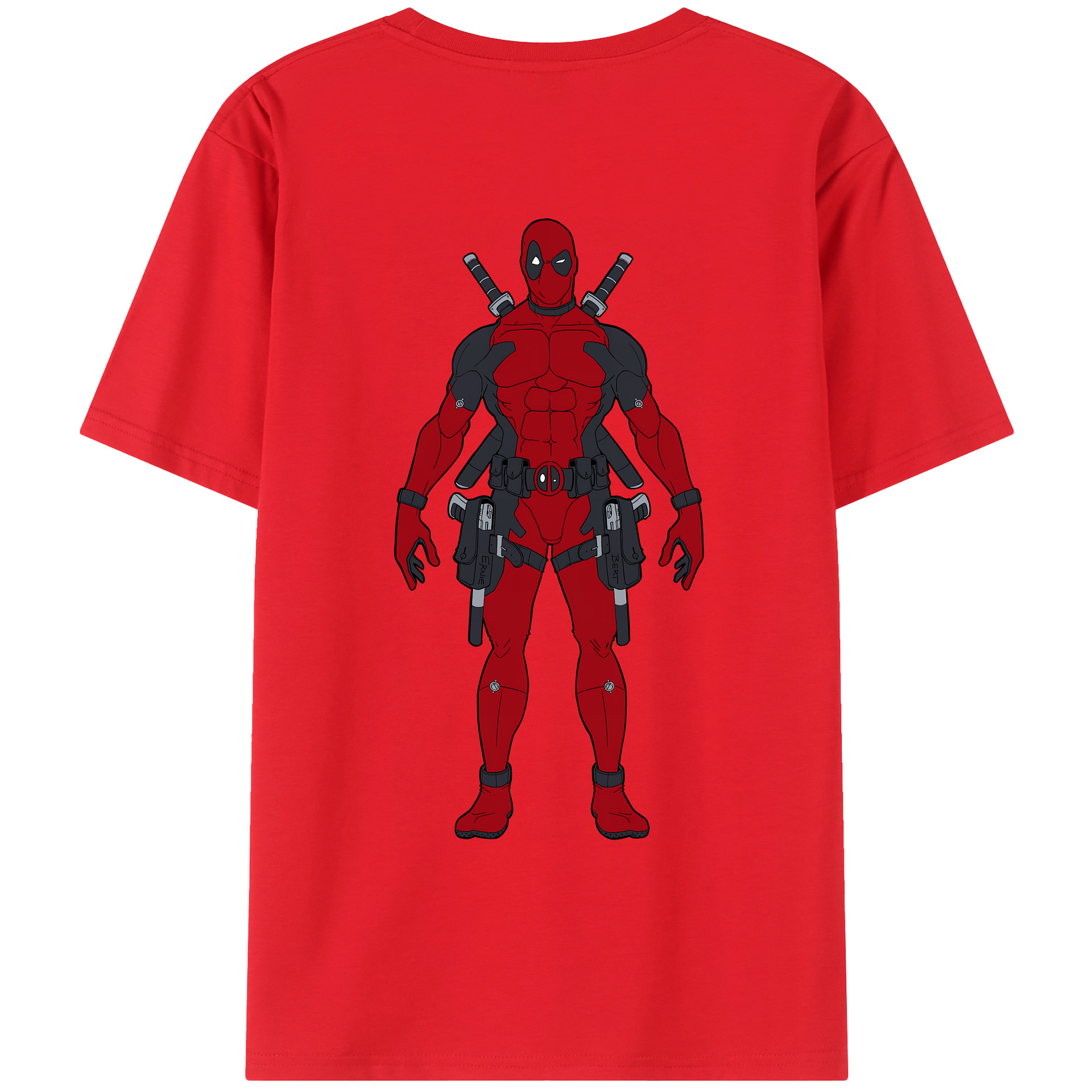 （画像用） Deadpool デッドプール 綿100％ メンズ半袖Tシャツ（バックプリント） 通気性