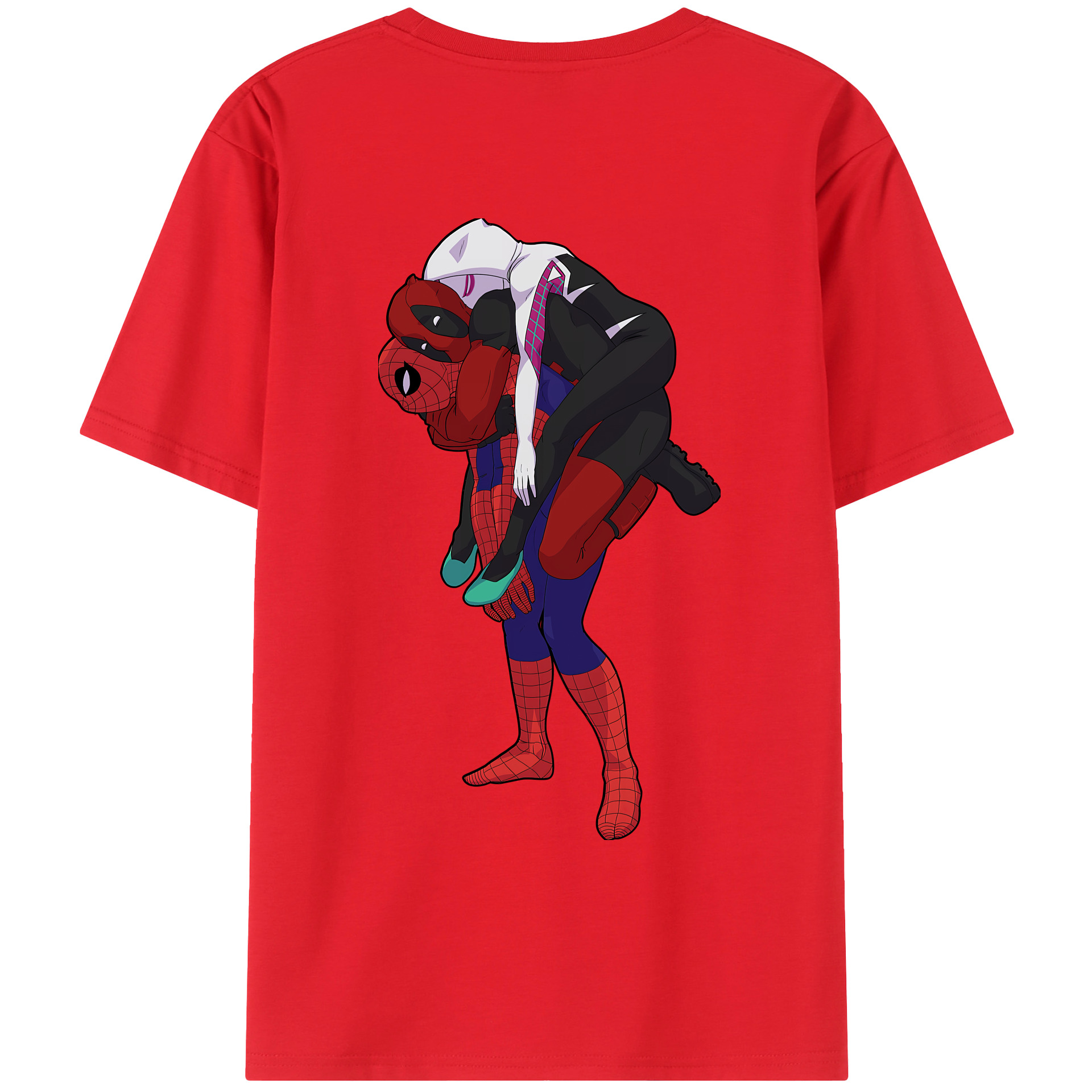 （画像用） Deadpool デッドプール 綿100％ メンズ半袖Tシャツ（バックプリント） 通気性