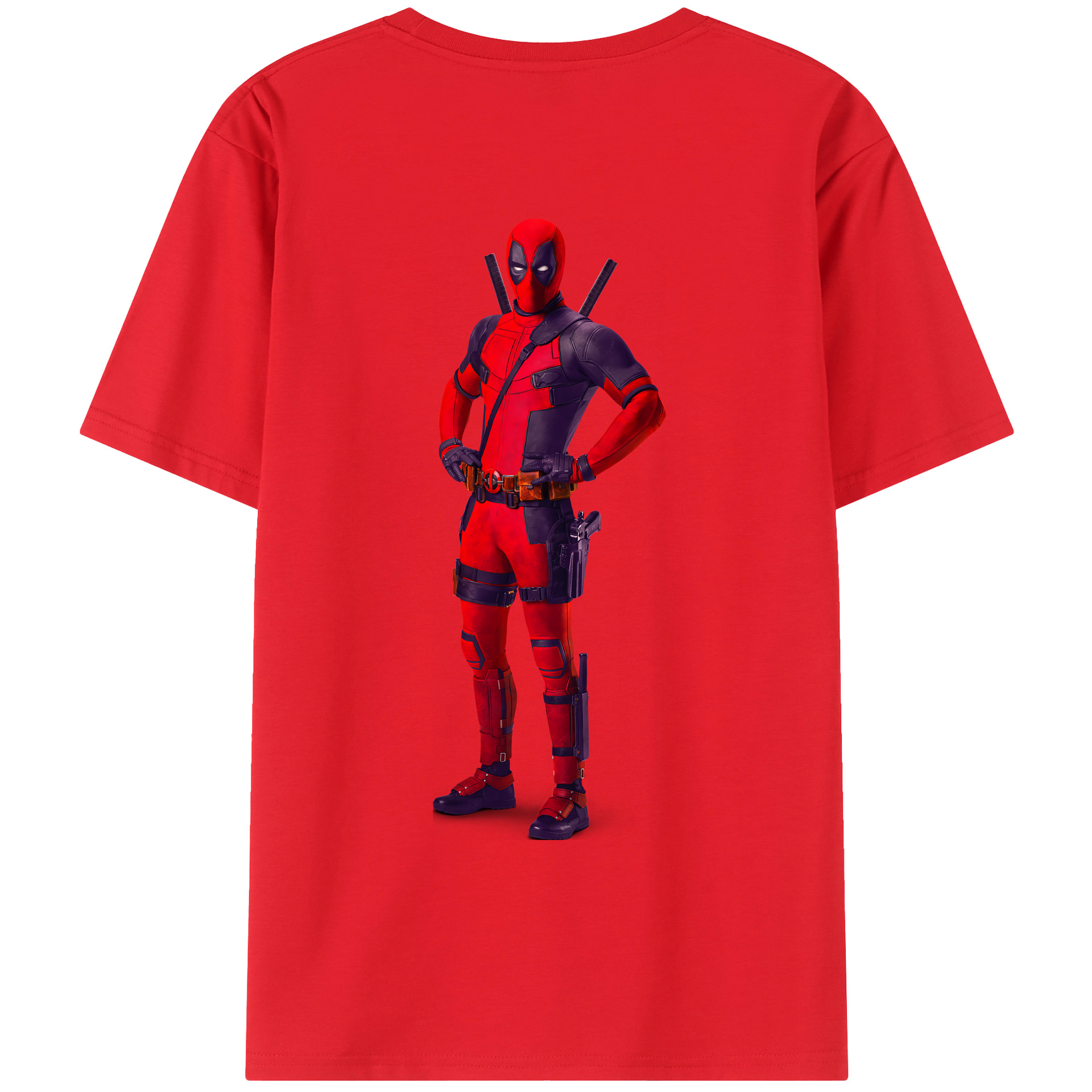 （画像用） Deadpool デッドプール 綿100％ メンズ半袖Tシャツ（バックプリント） 通気性