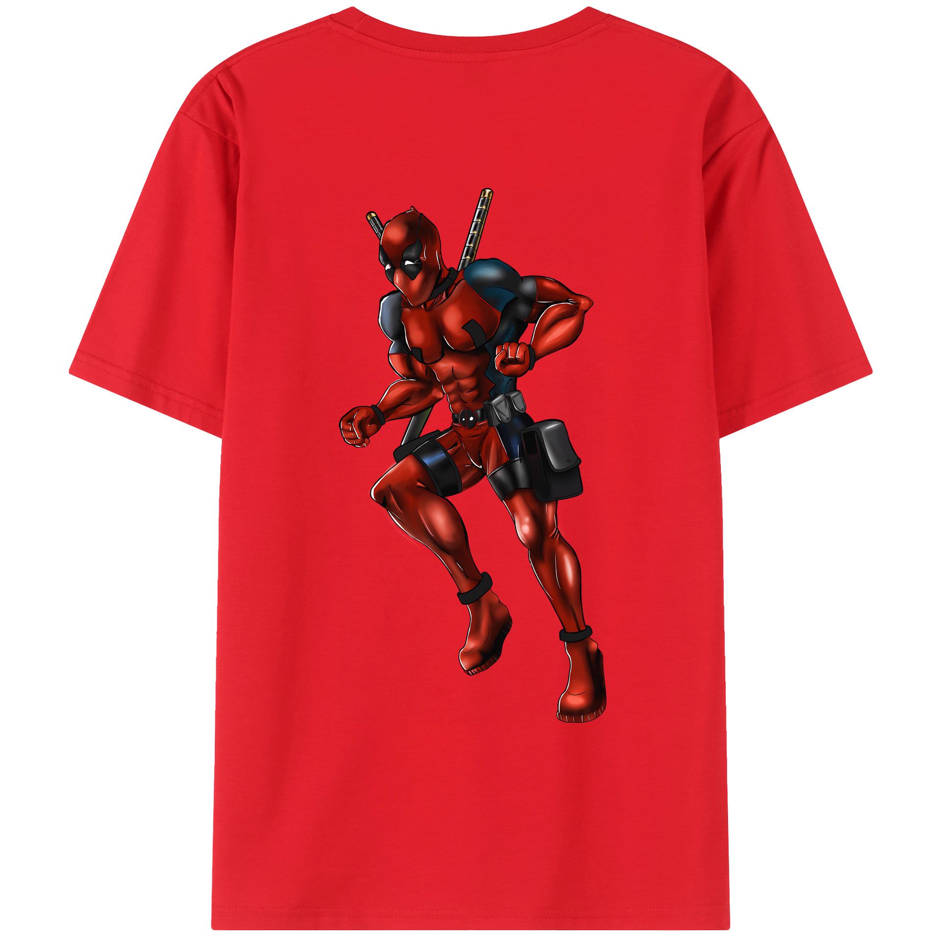 （画像用） Deadpool デッドプール 綿100％ メンズ半袖Tシャツ（バックプリント） 通気性