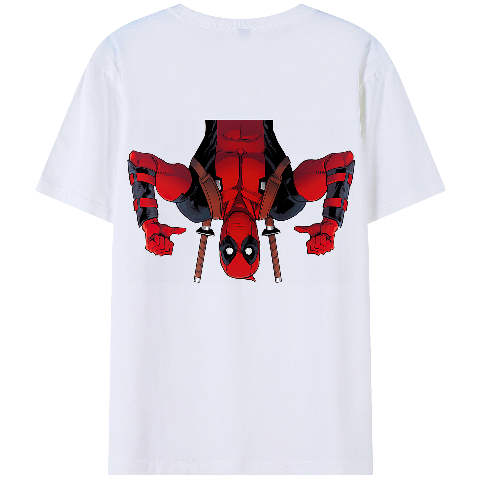 （画像用） Deadpool デッドプール 綿100％ メンズ半袖Tシャツ（バックプリント） 通気性