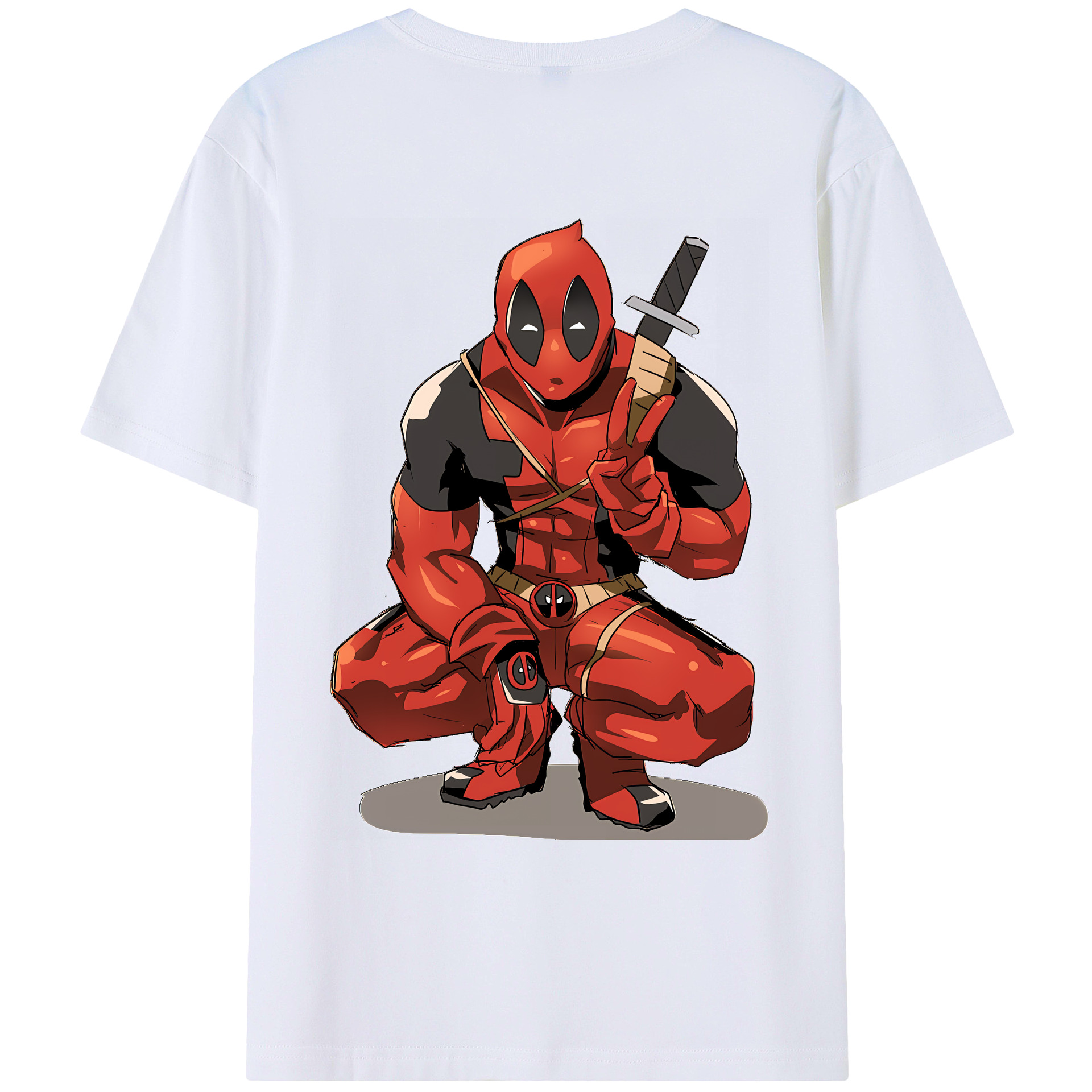 （画像用） Deadpool デッドプール 綿100％ メンズ半袖Tシャツ（バックプリント） 通気性