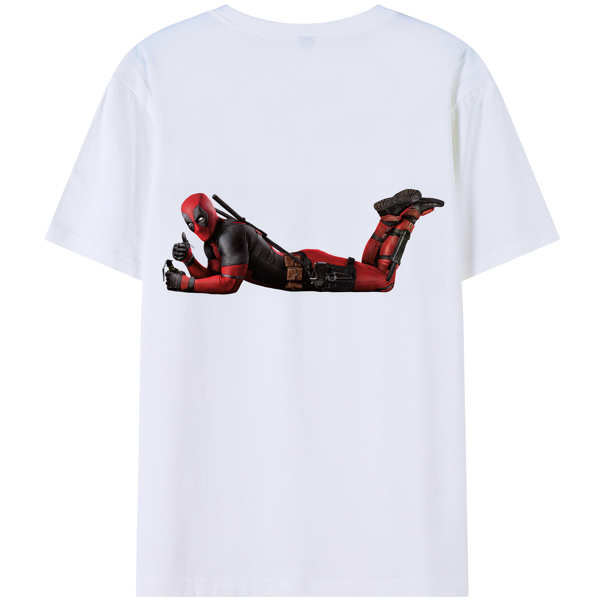 （画像用） Deadpool デッドプール 綿100％ メンズ半袖Tシャツ（バックプリント） 通気性