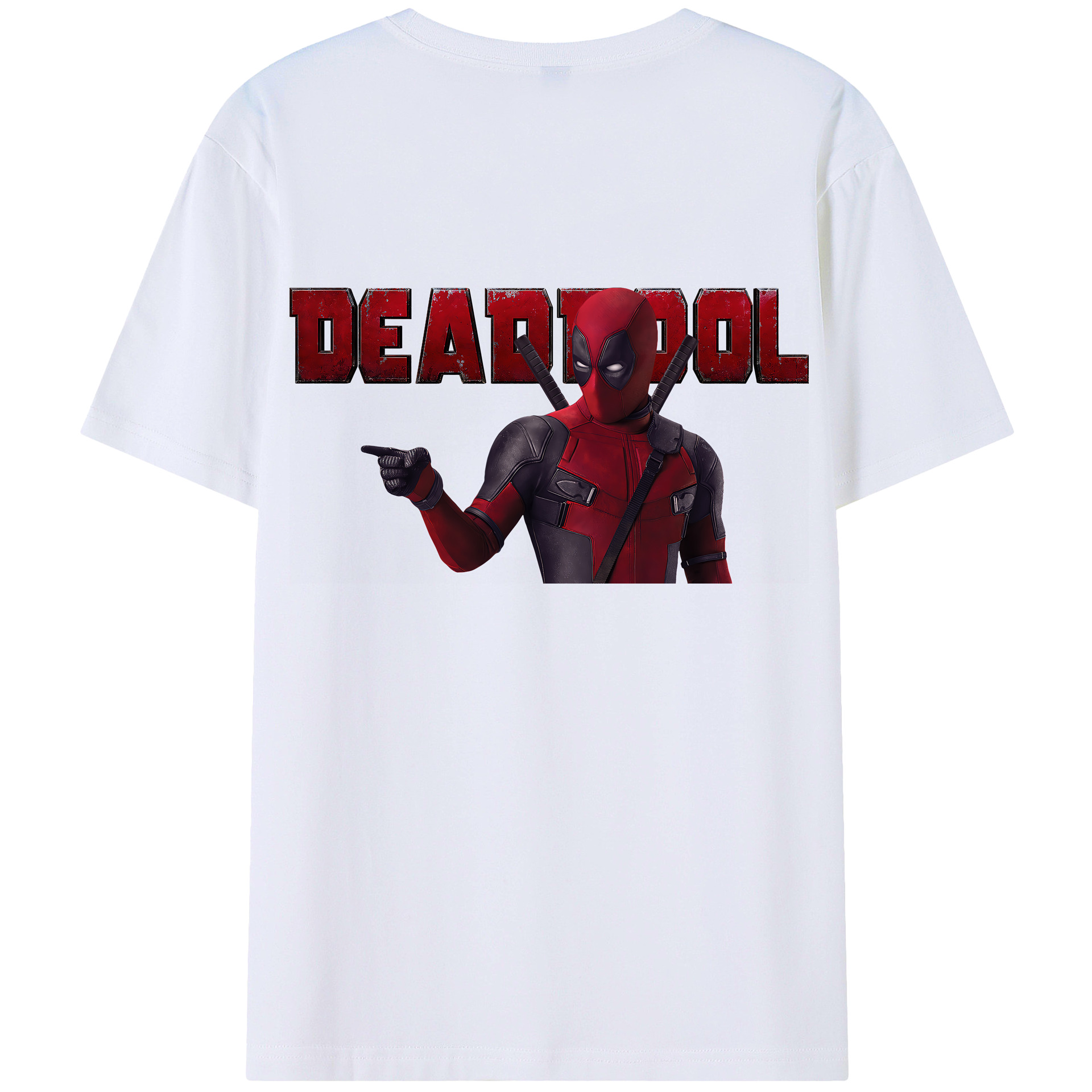 （画像用） Deadpool デッドプール 綿100％ メンズ半袖Tシャツ（バックプリント） 通気性