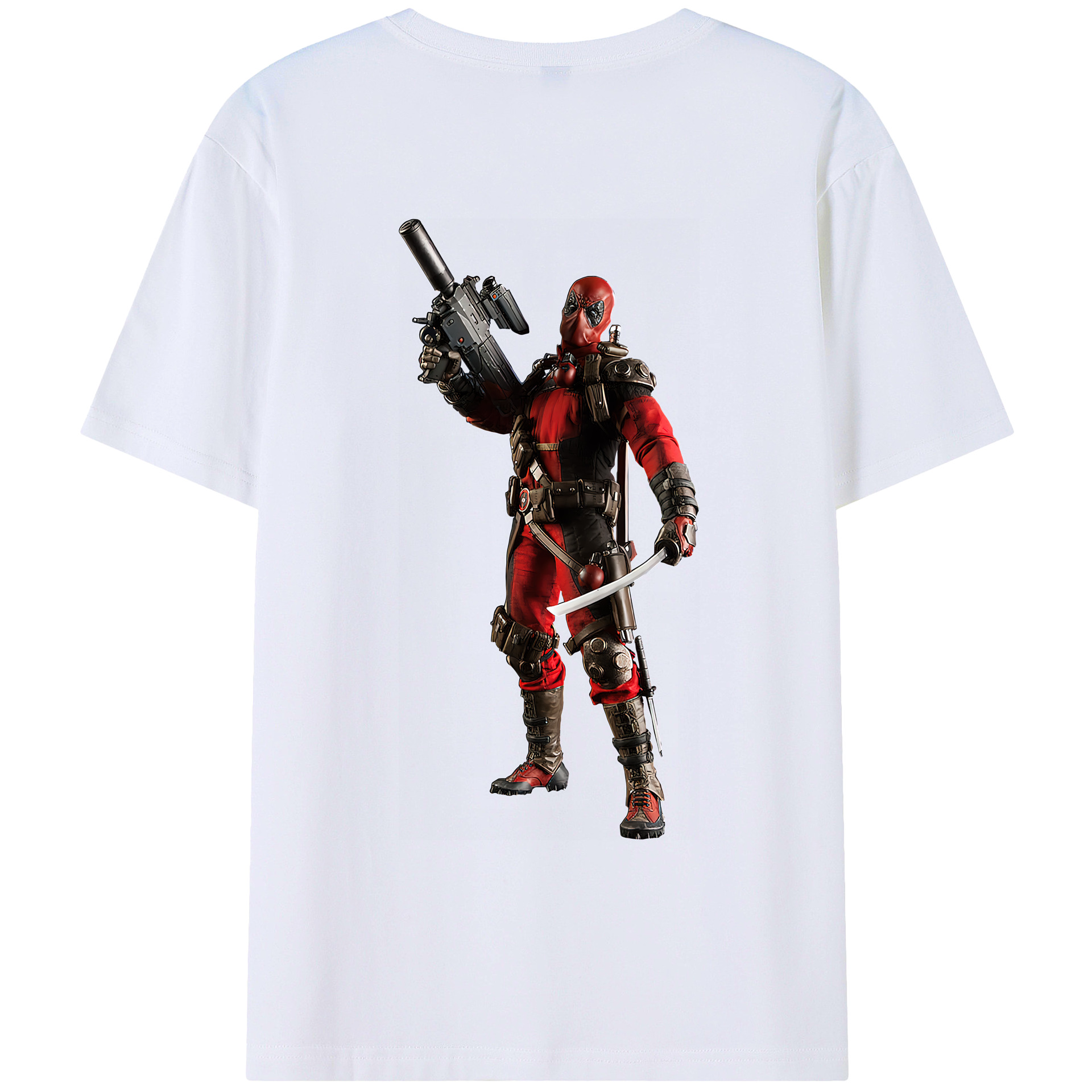 （画像用） Deadpool デッドプール 綿100％ メンズ半袖Tシャツ（バックプリント） 通気性