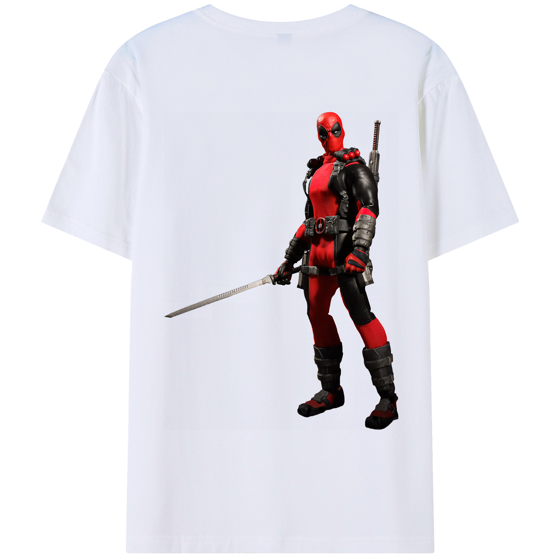（画像用） Deadpool デッドプール 綿100％ メンズ半袖Tシャツ（バックプリント） 通気性