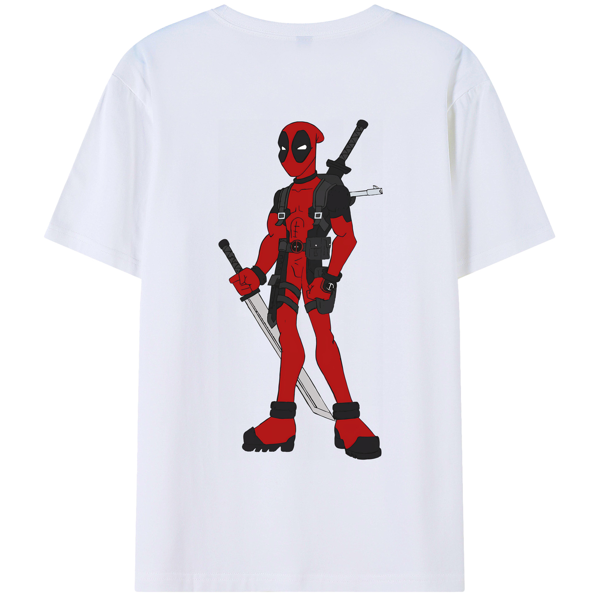 （画像用） Deadpool デッドプール 綿100％ メンズ半袖Tシャツ（バックプリント） 通気性