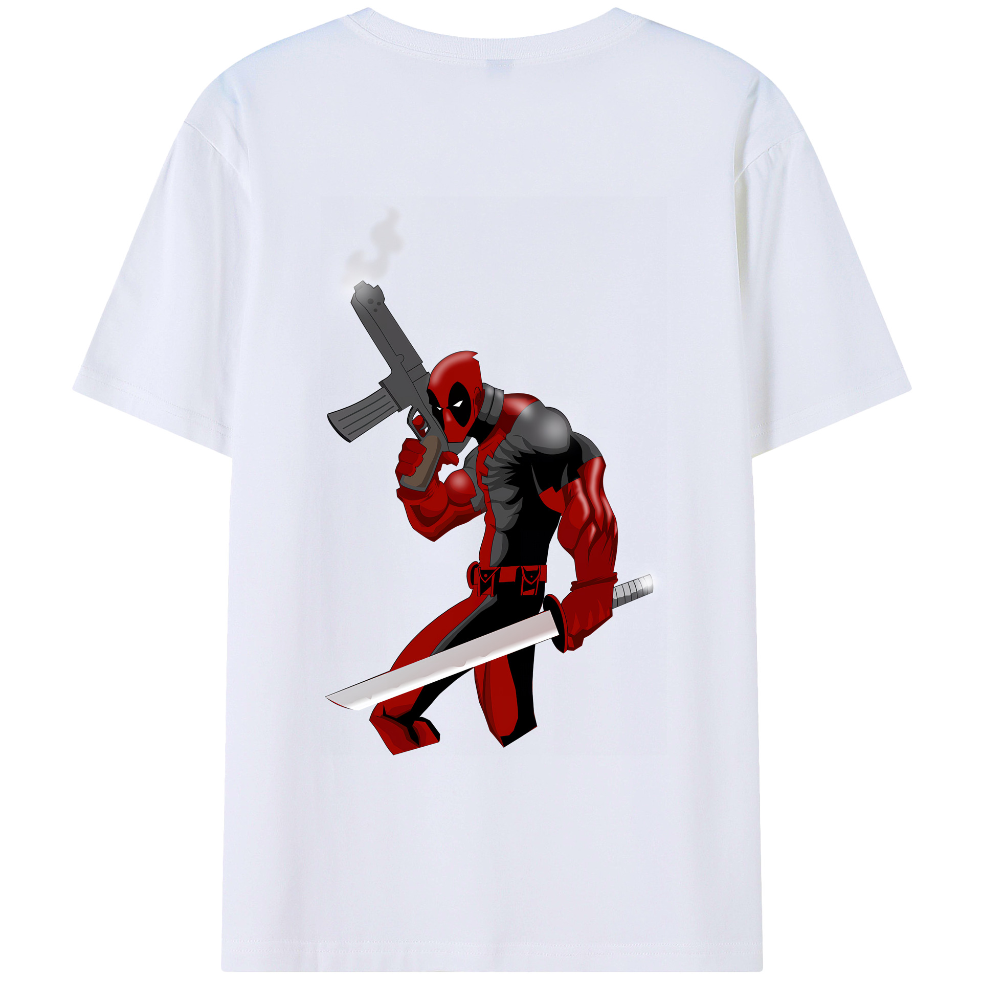 （画像用） Deadpool デッドプール 綿100％ メンズ半袖Tシャツ（バックプリント） 通気性