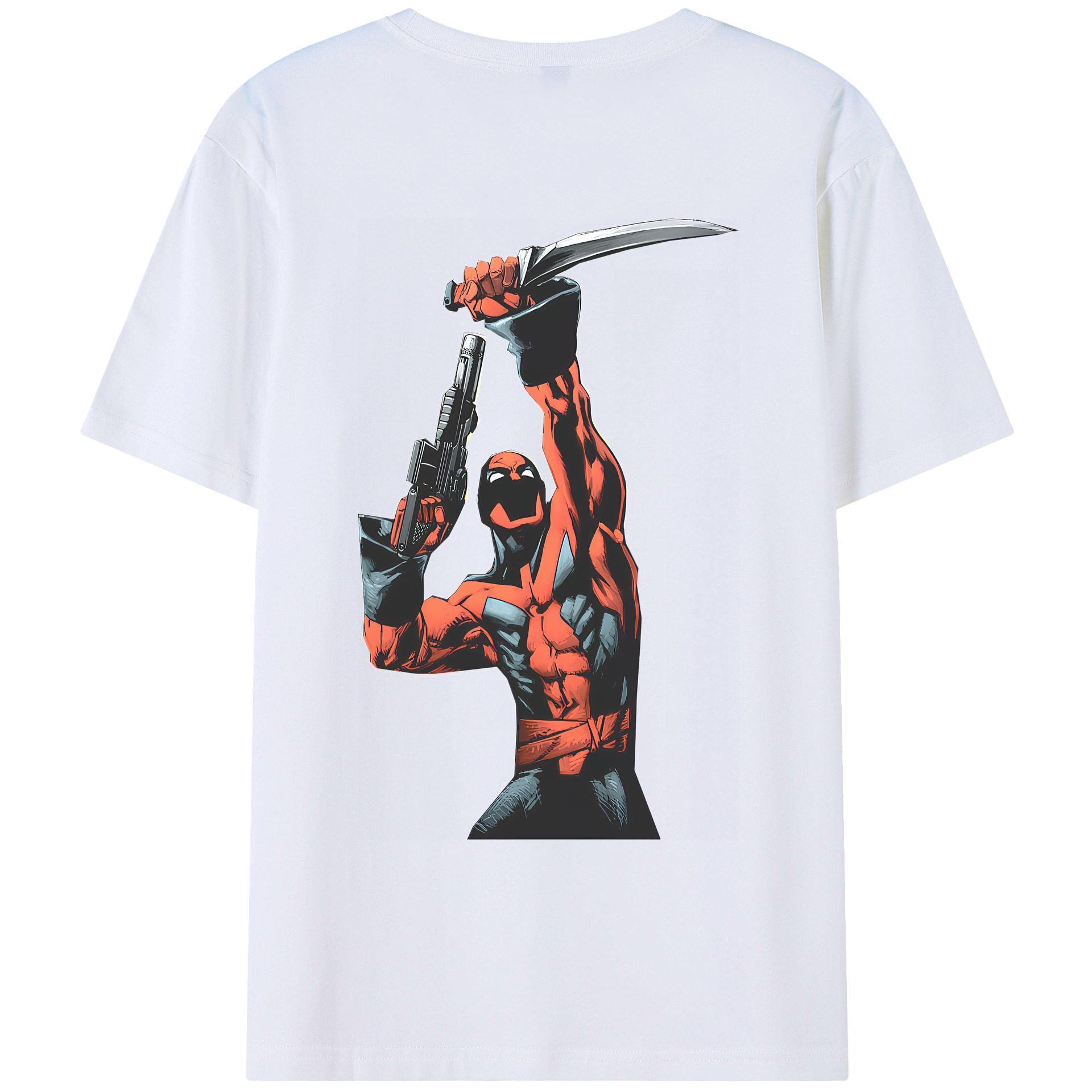 （画像用） Deadpool デッドプール 綿100％ メンズ半袖Tシャツ（バックプリント） 通気性
