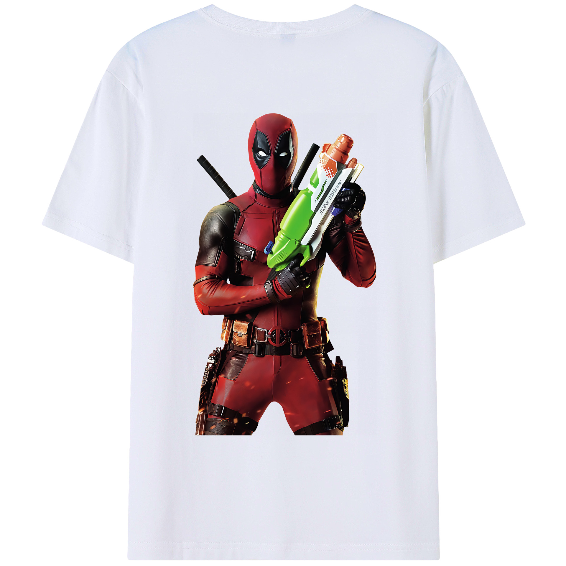 （画像用） Deadpool デッドプール 綿100％ メンズ半袖Tシャツ（バックプリント） 通気性
