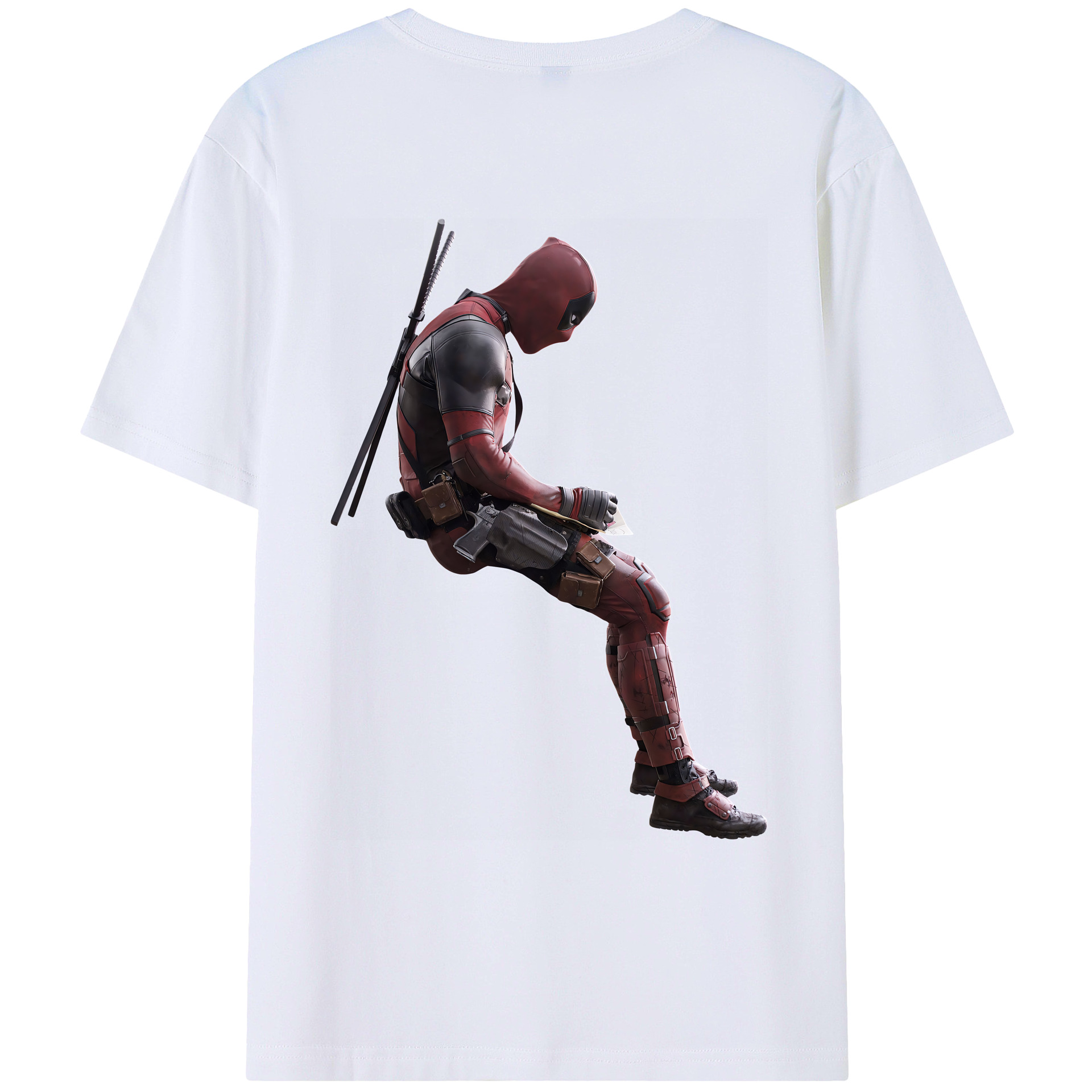 （画像用） Deadpool デッドプール 綿100％ メンズ半袖Tシャツ（バックプリント） 通気性