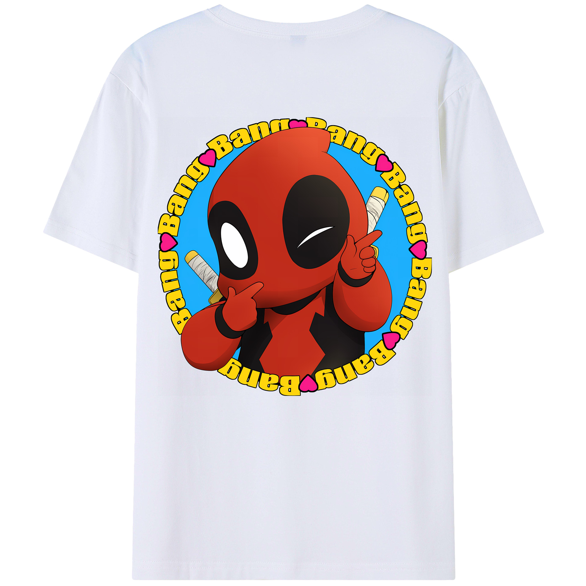 （画像用） Deadpool デッドプール 綿100％ メンズ半袖Tシャツ（バックプリント） 通気性
