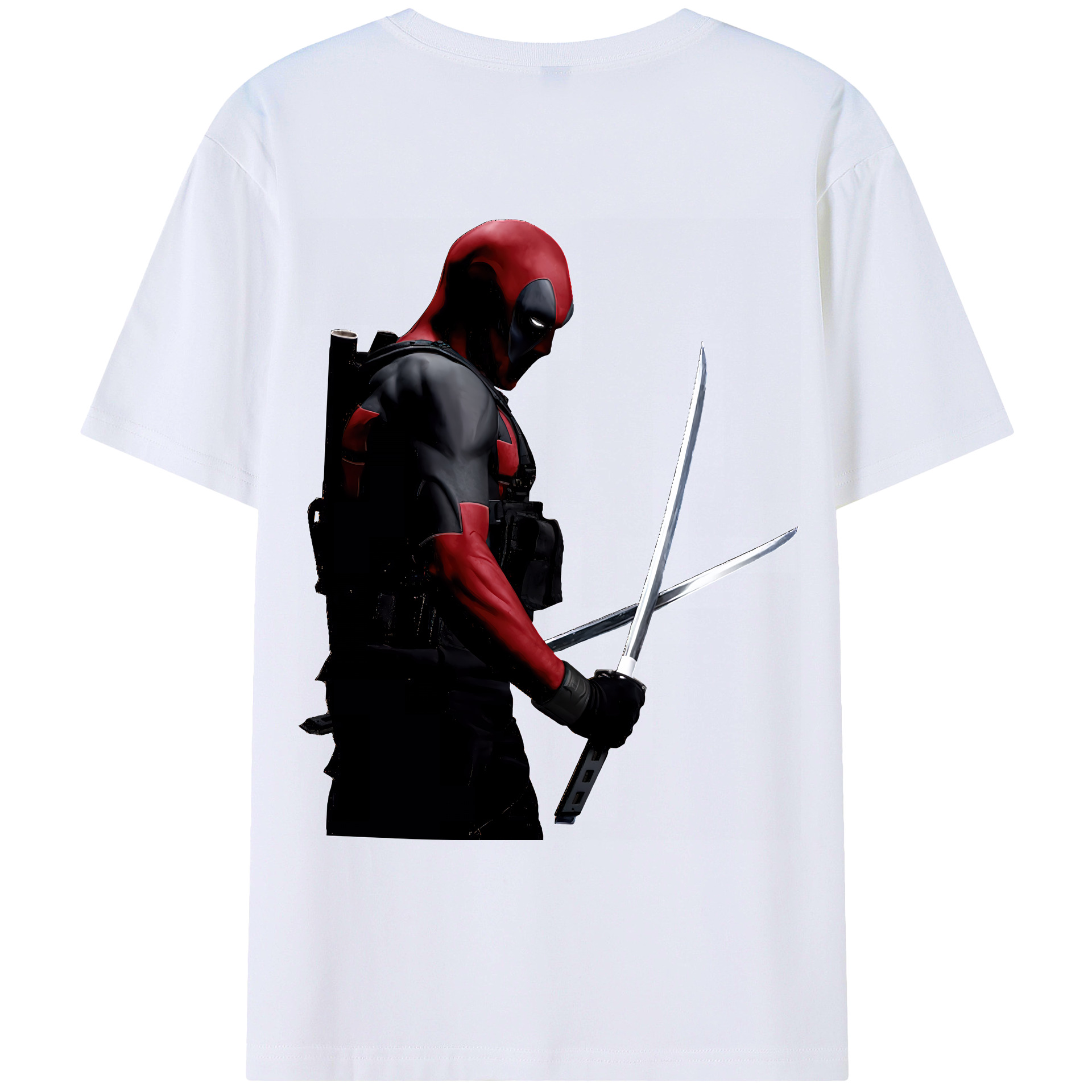 （画像用） Deadpool デッドプール 綿100％ メンズ半袖Tシャツ（バックプリント） 通気性