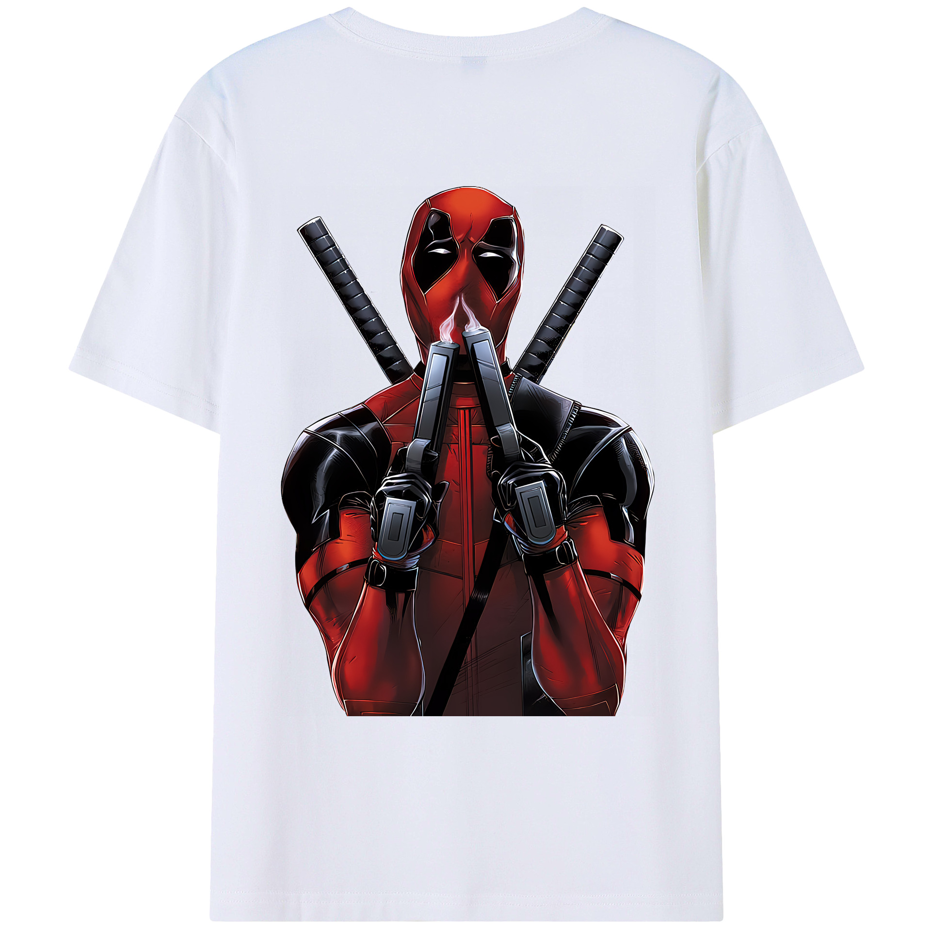 （画像用） Deadpool デッドプール 綿100％ メンズ半袖Tシャツ（バックプリント） 通気性
