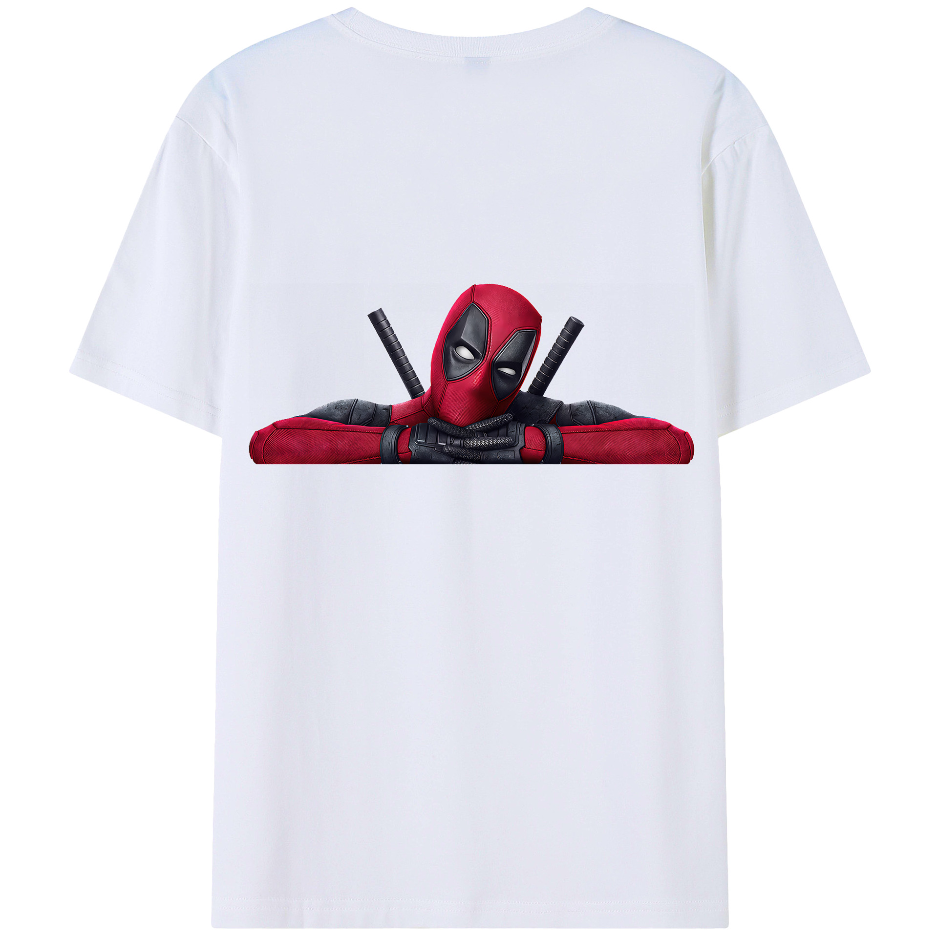 （画像用） Deadpool デッドプール 綿100％ メンズ半袖Tシャツ（バックプリント） 通気性