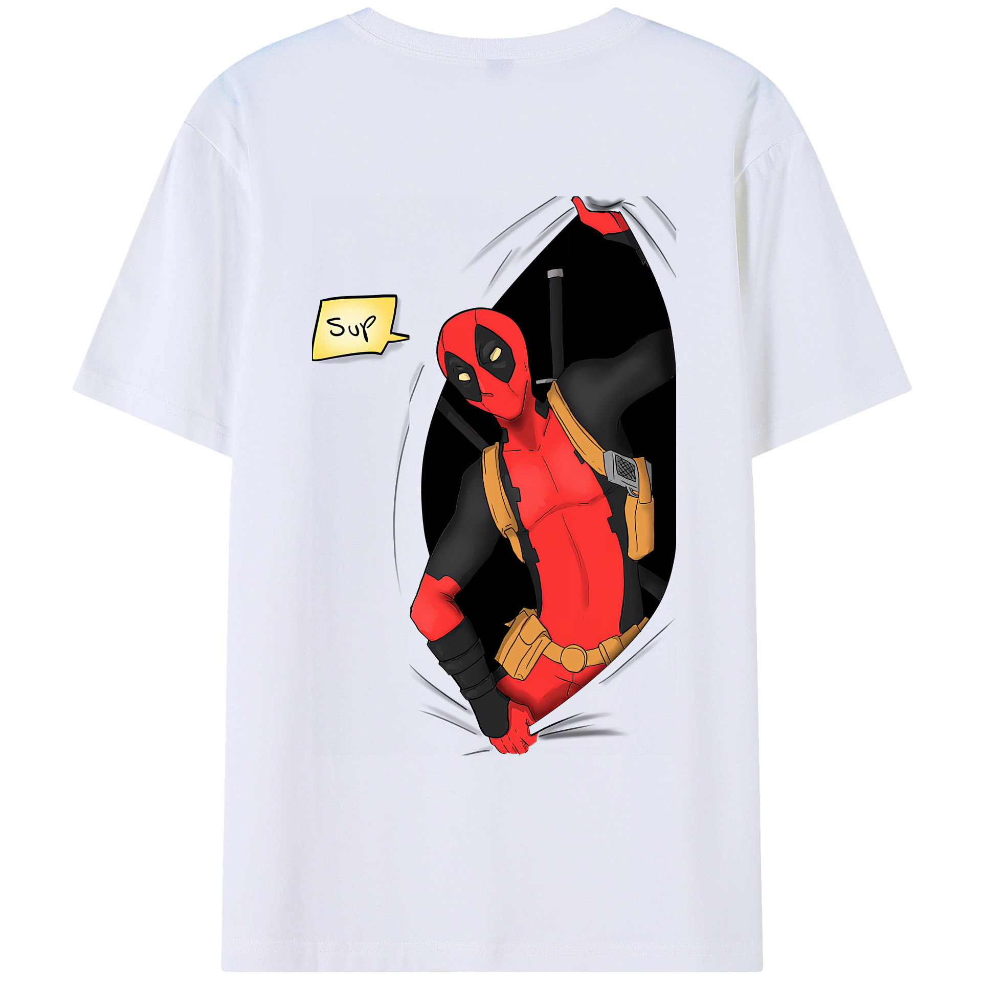 （画像用） Deadpool デッドプール 綿100％ メンズ半袖Tシャツ（バックプリント） 通気性