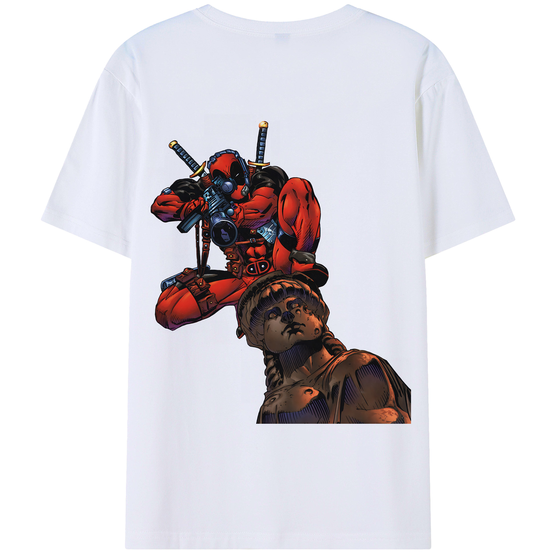 （画像用） Deadpool デッドプール 綿100％ メンズ半袖Tシャツ（バックプリント） 通気性