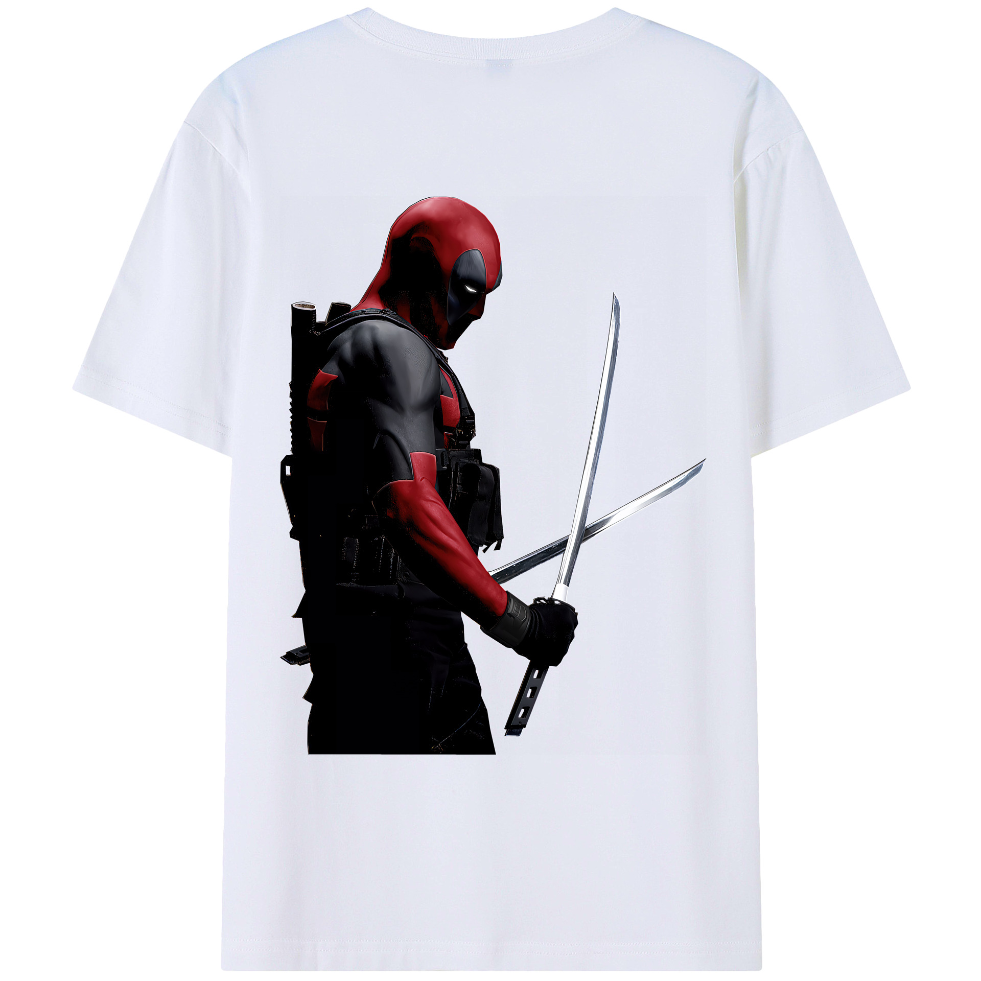（画像用） Deadpool デッドプール 綿100％ メンズ半袖Tシャツ（バックプリント） 通気性